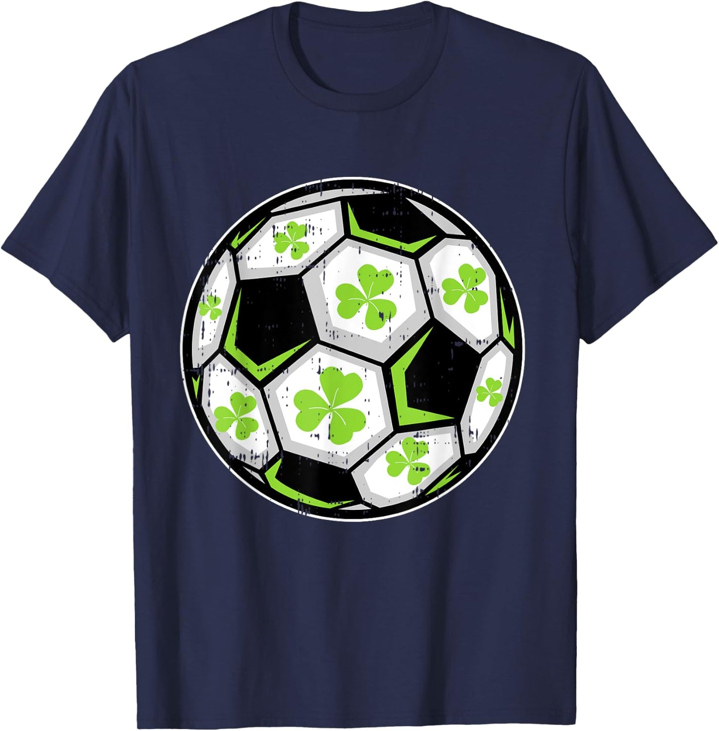 Soccer Ball Shamrock St Patricks Day Clover Sport Boys Girls T-Shirt - T-Shirt | Navy