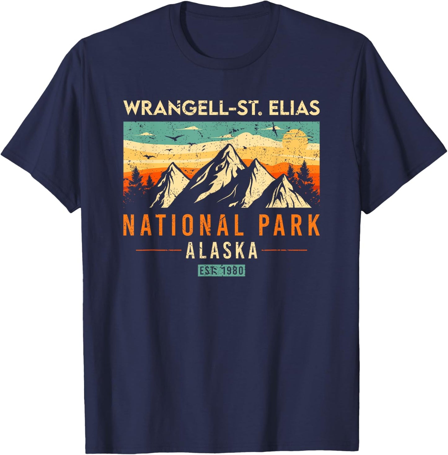 Wrangell St. Elias Est. 1980 Retro Alaska National Park T-Shirt - T-Shirt | Navy