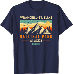 Wrangell St. Elias Est. 1980 Retro Alaska National Park T-Shirt - T-Shirt | Navy