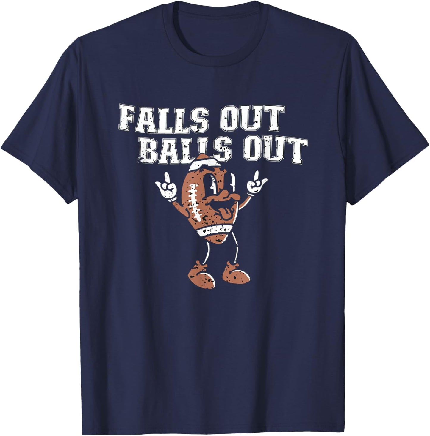 Retro Falls Out Balls Out Football Vintage Thanksgiving T-Shirt - T-Shirt | Navy