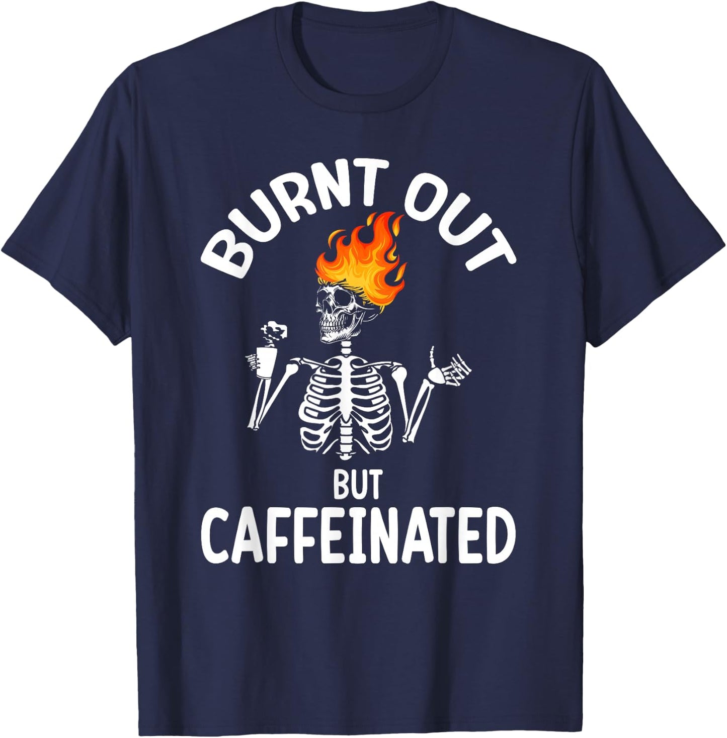Burn Out Funny Skeleton T-Shirt - T-Shirt | Navy