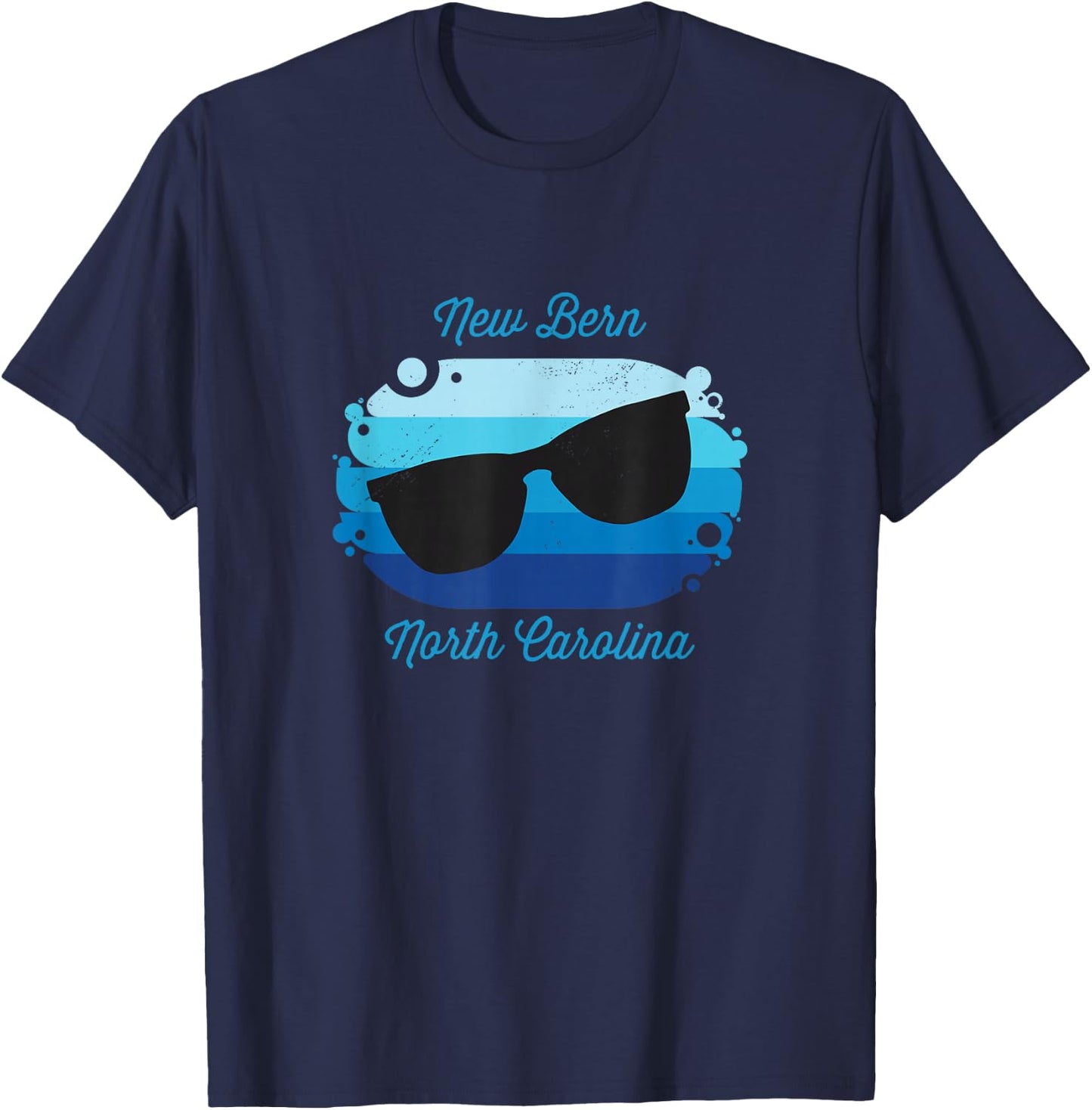 New Bern NC North Carolina Souvenir Nautical Surfer Graphic T-Shirt - T-Shirt | Navy