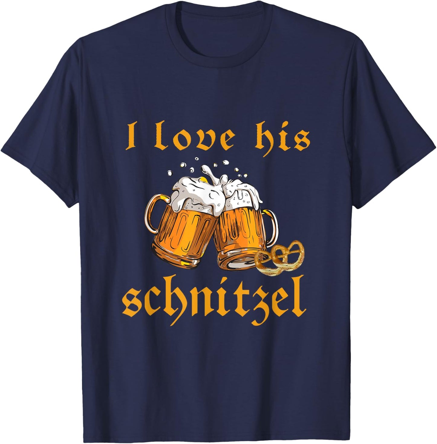 I Love His Schnitzel Oktoberfest Couple Matching T-Shirt - T-Shirt | Navy