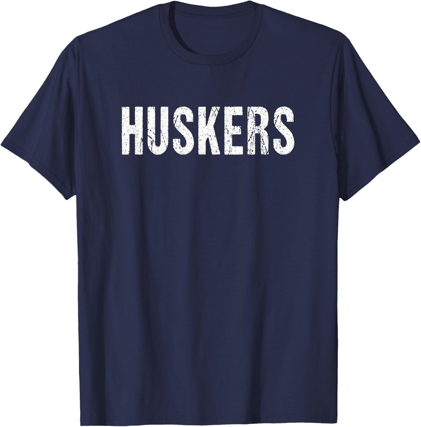 Huskers Red Classic Fit Cotton Polyester Blend , Small, Short Sleeve, U-Neck, Sports, Vacation, -Adults, Kids T-Shirt - T-Shirt | Navy