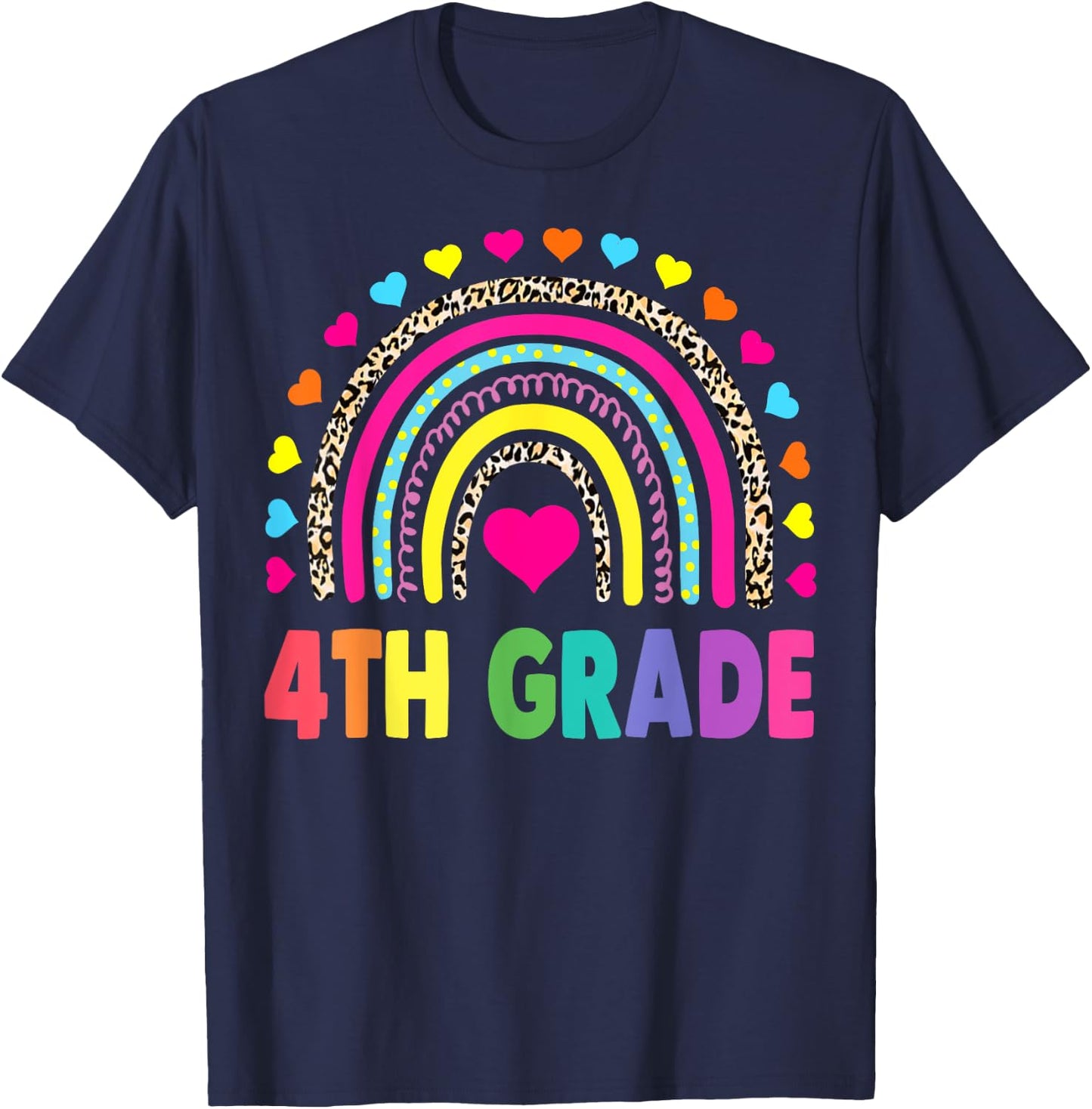 Fourth Grade Rainbow Girls Boys Teacher Team 4th Grade Squad T-Shirt - T-Shirt | Navy