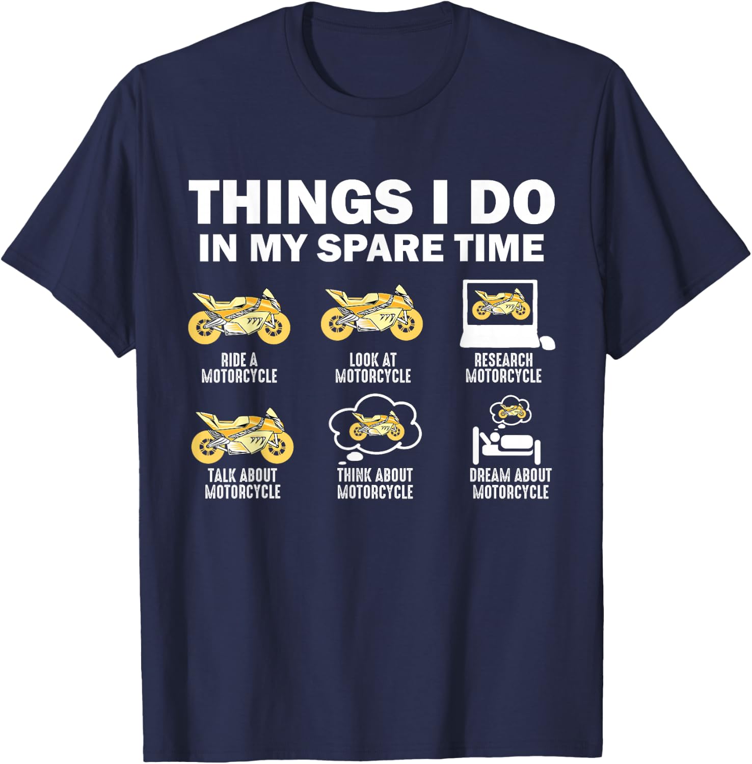 Things I Do In My Spare Time Motorcycle T-Shirt - T-Shirt | Navy