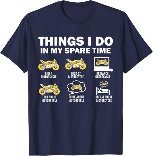 Things I Do In My Spare Time Motorcycle T-Shirt - T-Shirt | Navy