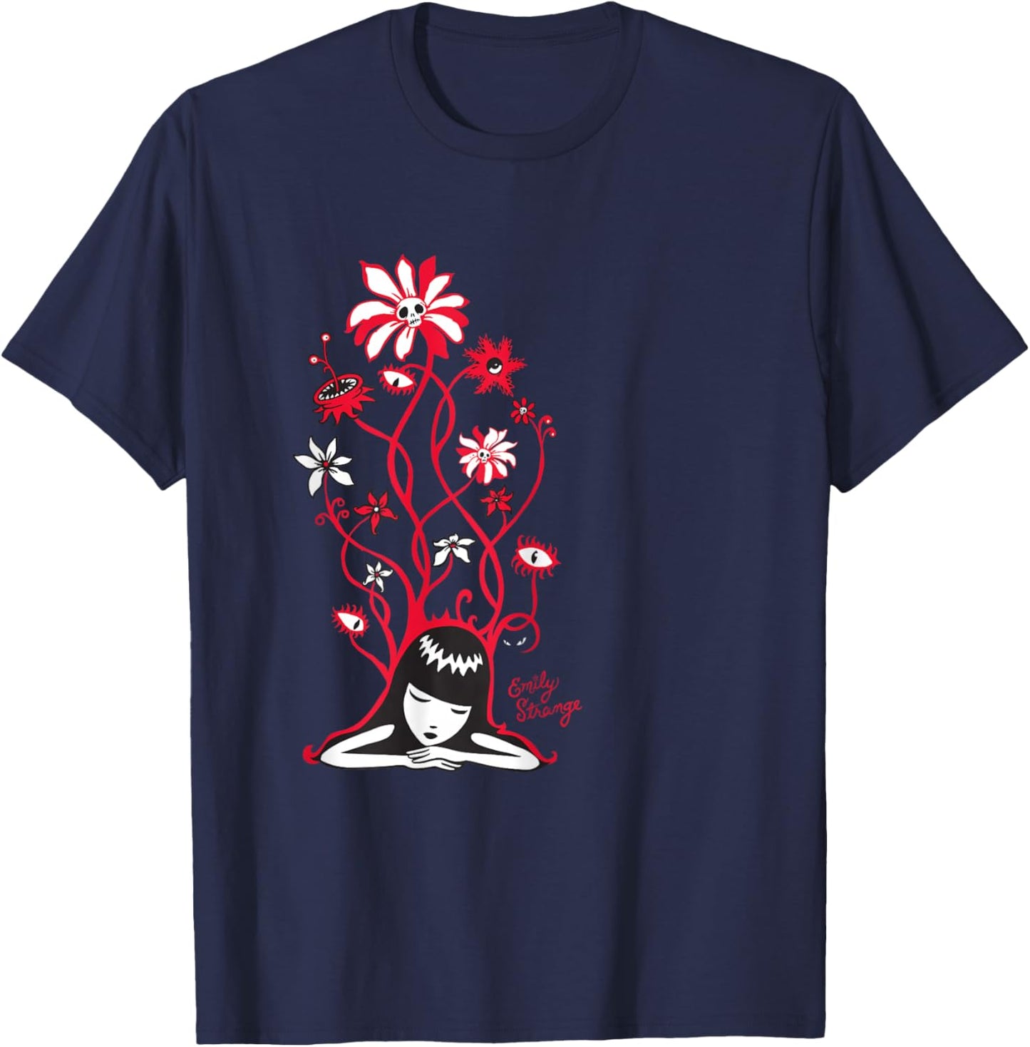 Emily The Strange Flower Power Cat Nap T-Shirt - T-Shirt | Navy