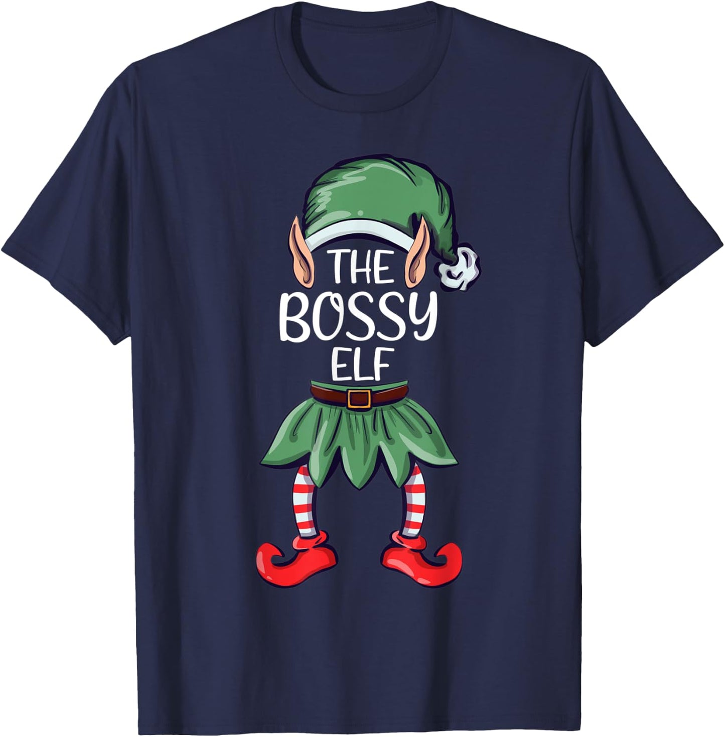 The Bossy Elf Elf Christmas Matching Family Group Elf T-Shirt - T-Shirt | Navy