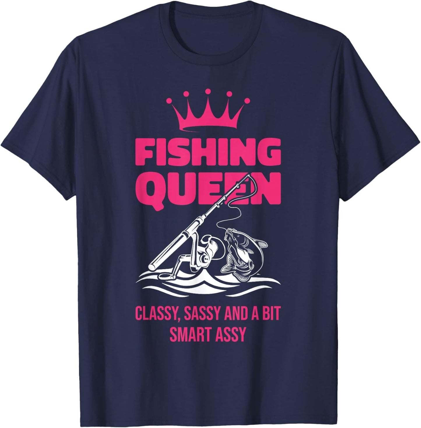 Fishing Queen Funny Ladies Fishing Lovers T-Shirt - T-Shirt | Navy