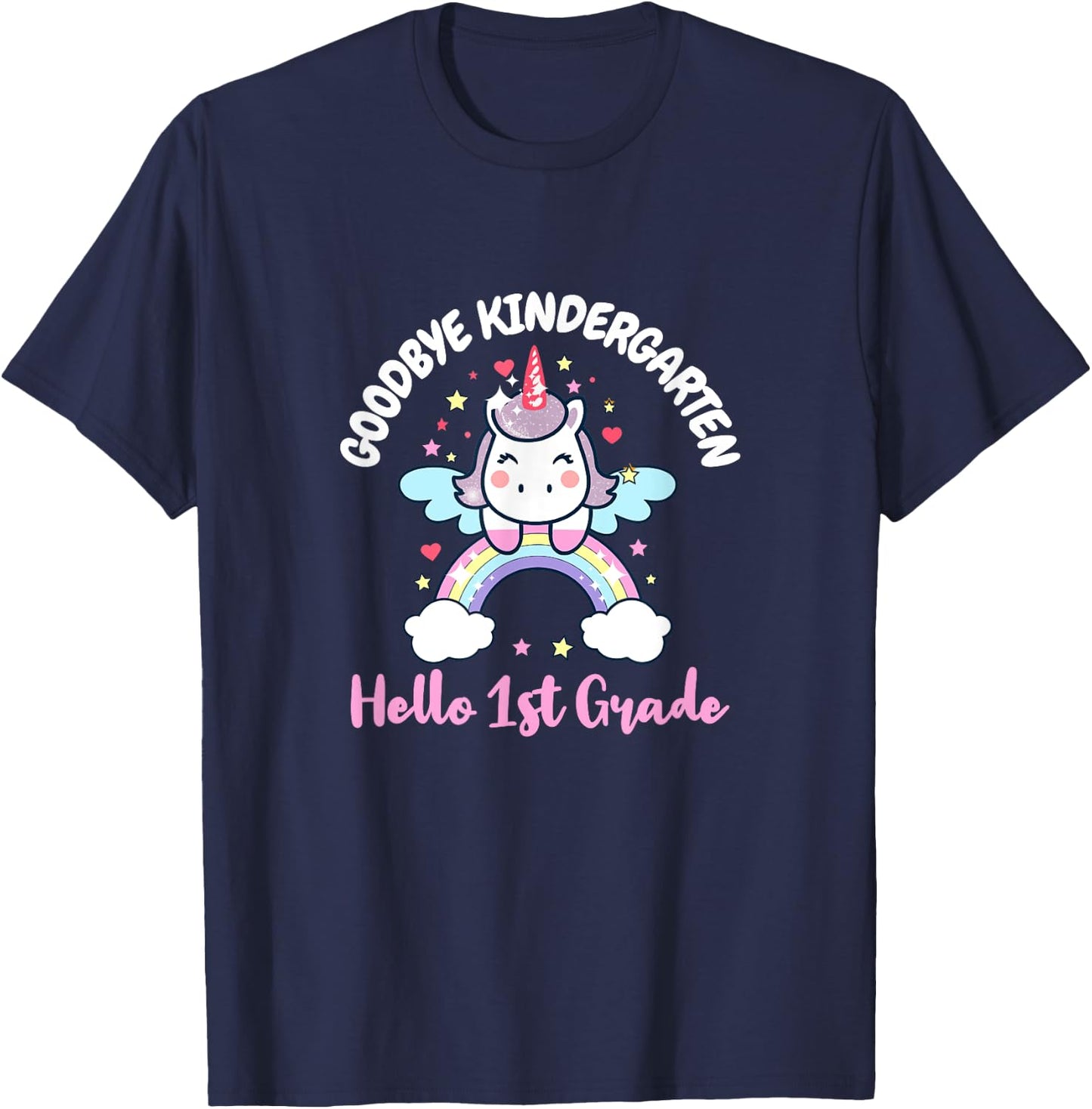 Goodbye Kindergarten Hello First Grade Day Back To School T-Shirt - T-Shirt | Navy