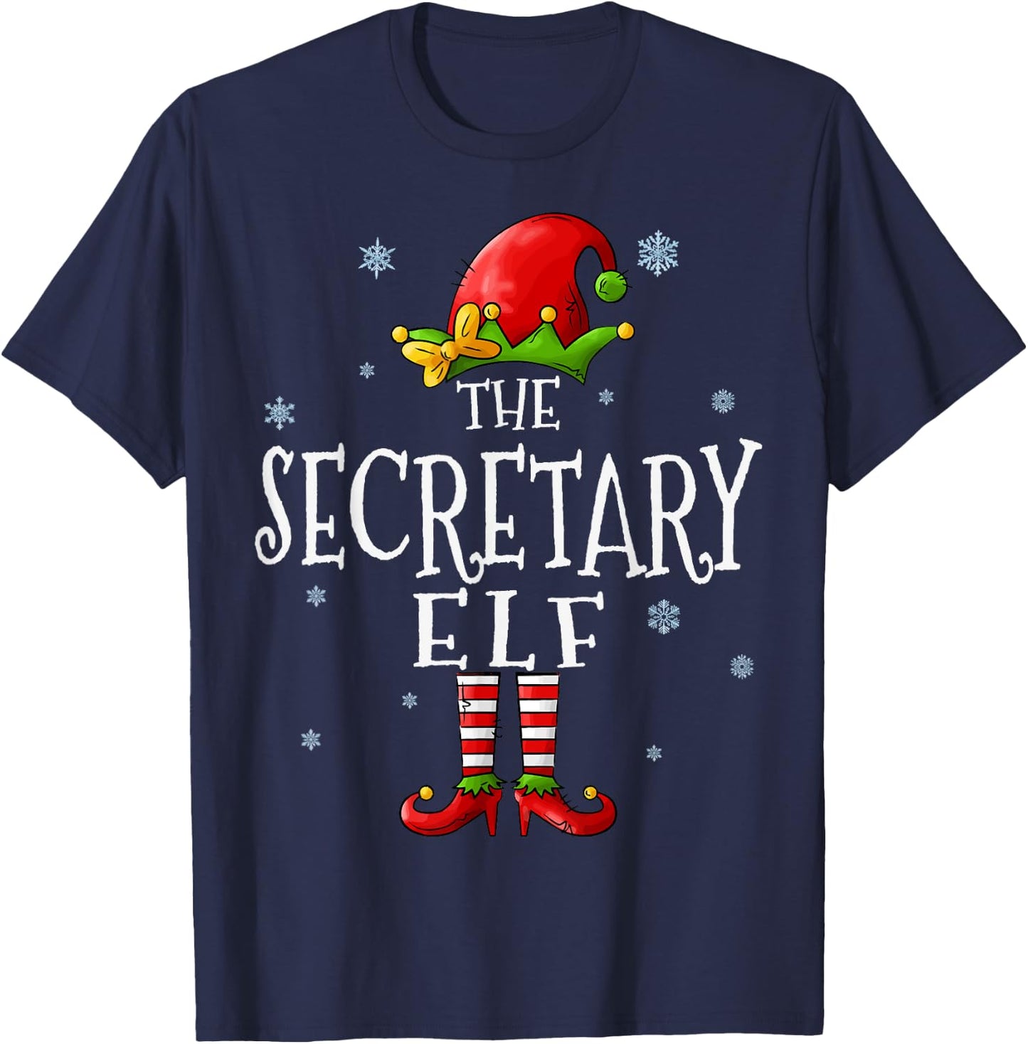 The Secretary Elf Squad Funny Xmas Groupe Matching Christmas T-Shirt - T-Shirt | Navy