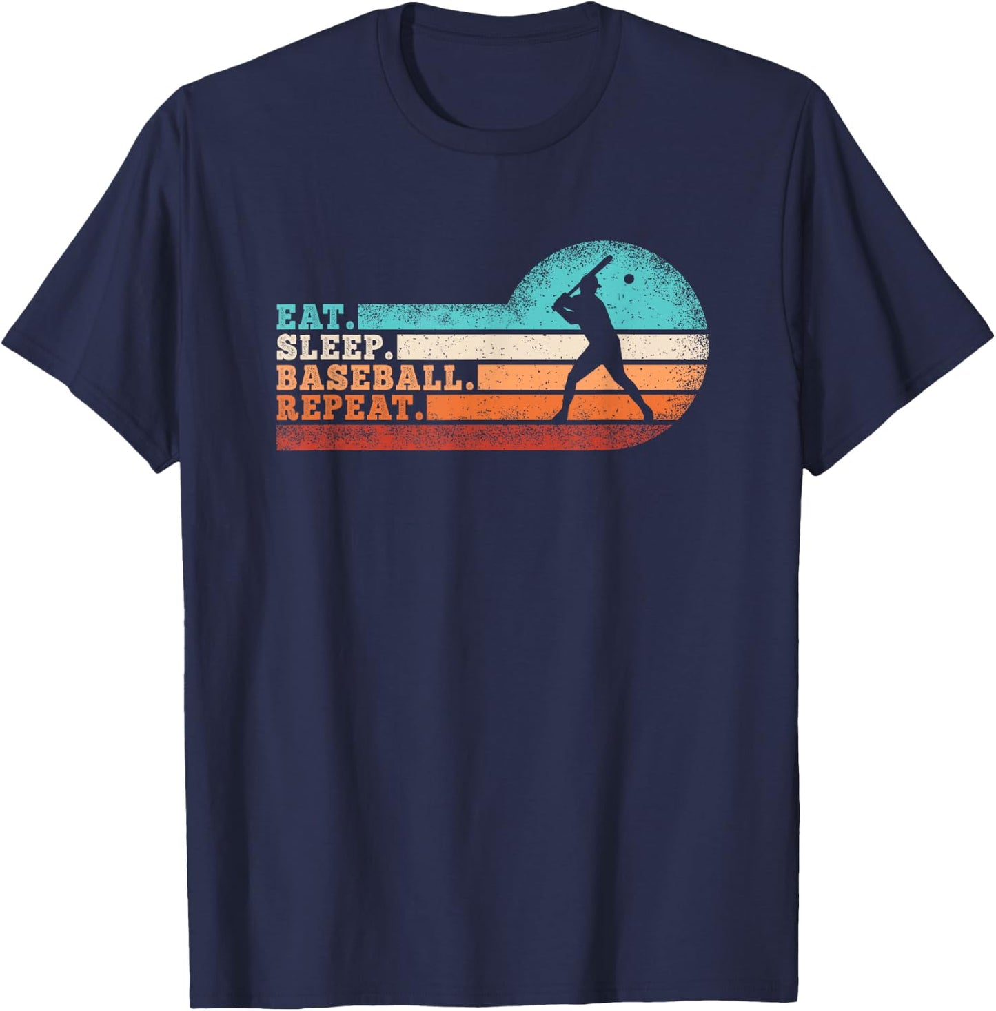 Eat Sleep Baseball Repeat Funny Baseball Lover Men Boys T-Shirt - T-Shirt | Navy