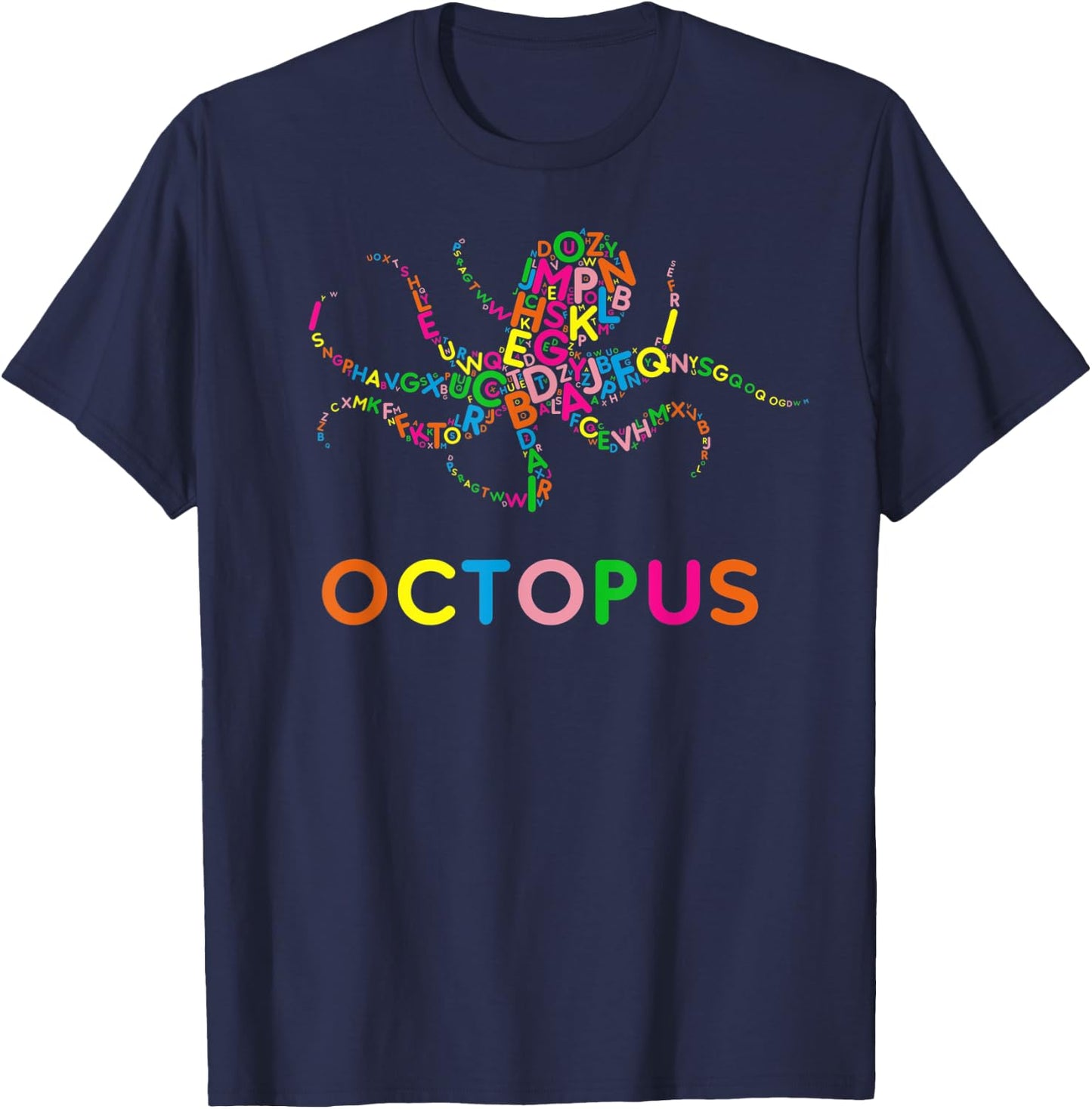 Funny Alphabet Letters Learning ABCs Toddler Kids - OCTOPUS T-Shirt - T-Shirt | Navy