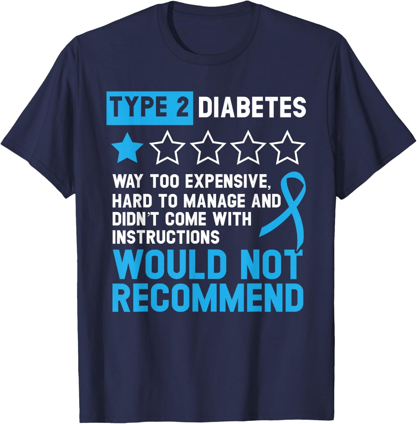 Type 2 Diabetes T2D Warrior Diabetes Awareness T-Shirt - T-Shirt | Navy