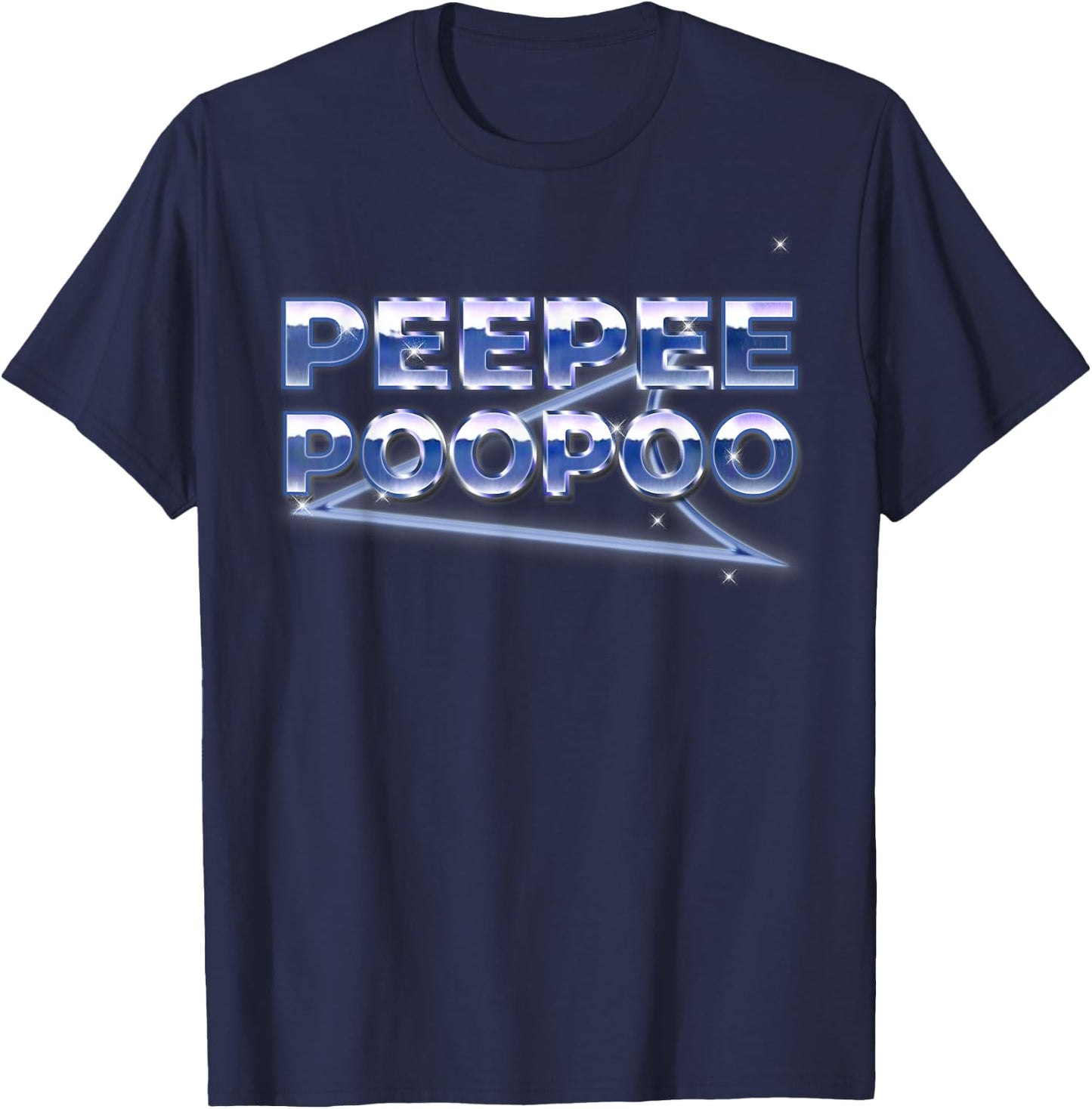 Peepee Poopoo Funny Retro Vaporwave Gaming Viral Text Humor T-Shirt - T-Shirt | Navy