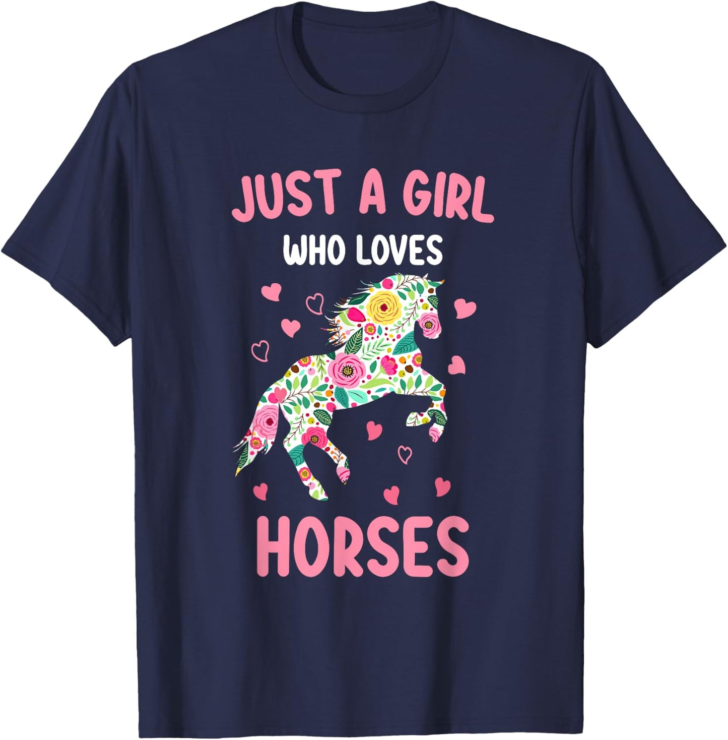Just A Girl Who Loves Horses Equestrian For Girls T-Shirt - T-Shirt | Navy