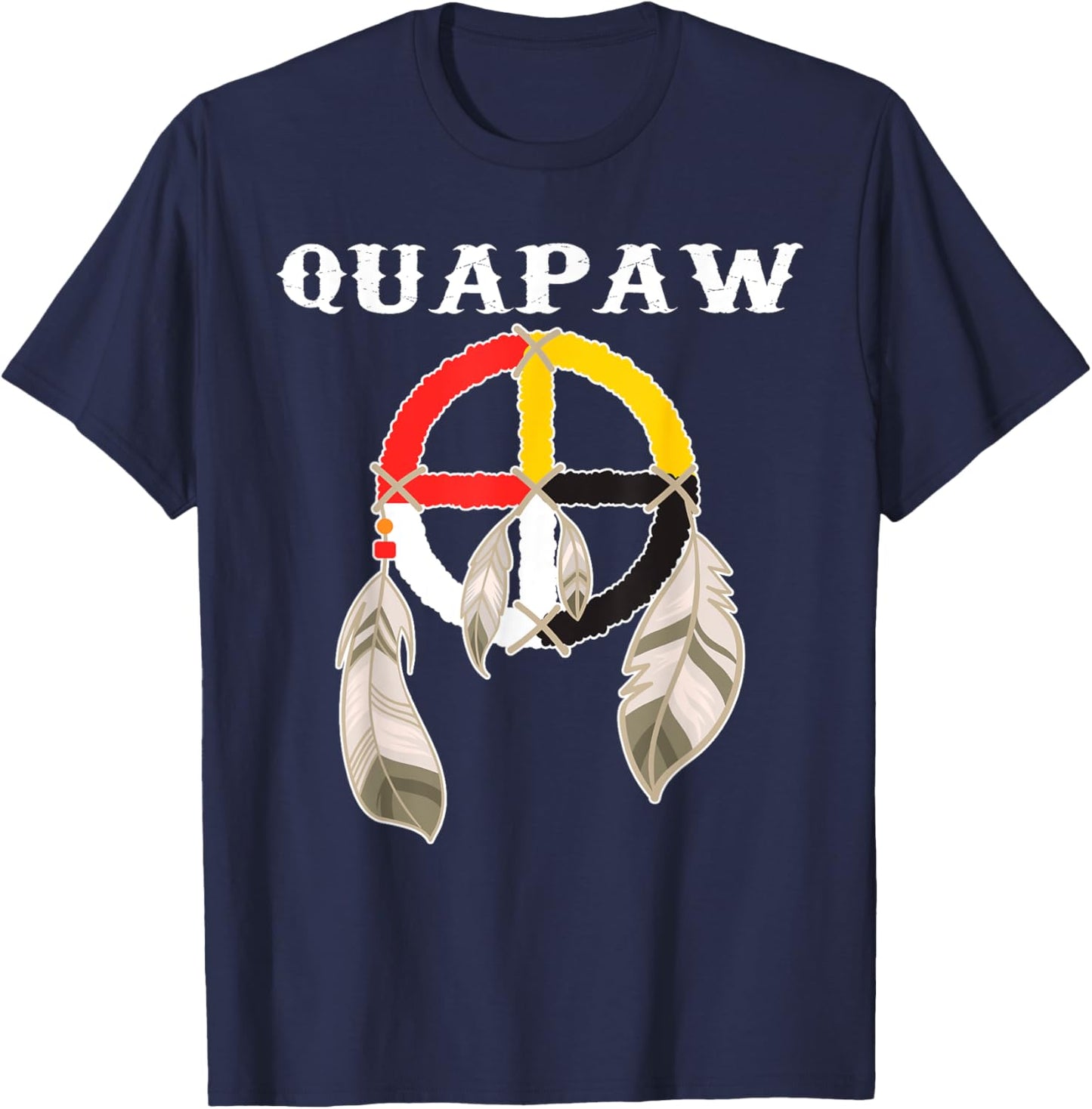 Quapaw Tribe Native American Indian Medicine Wheel T-Shirt - T-Shirt | Navy