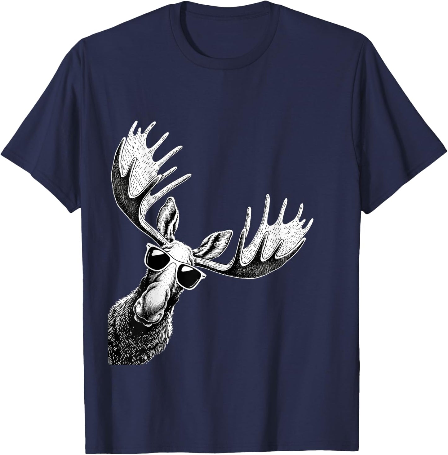 Funny Moose Wearing Sunglasses Alaska Moose Lovers T-Shirt - T-Shirt | Navy