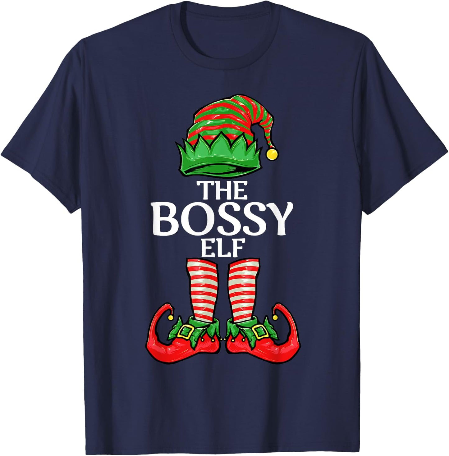 Bossy Elf Christmas Family Matching Group T-Shirt - T-Shirt | Navy