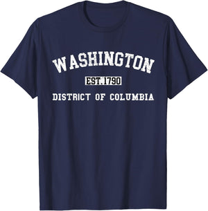 Vintage Washington DC USA Varsity Style Sports T-Shirt - T-Shirt | Navy