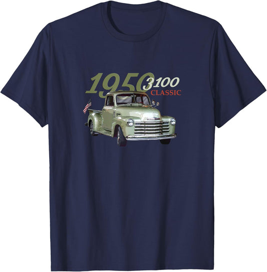 Vintage 1950 3100 Pickup Truck, Car Guys, Classic Trucks T-Shirt - T-Shirt | Navy