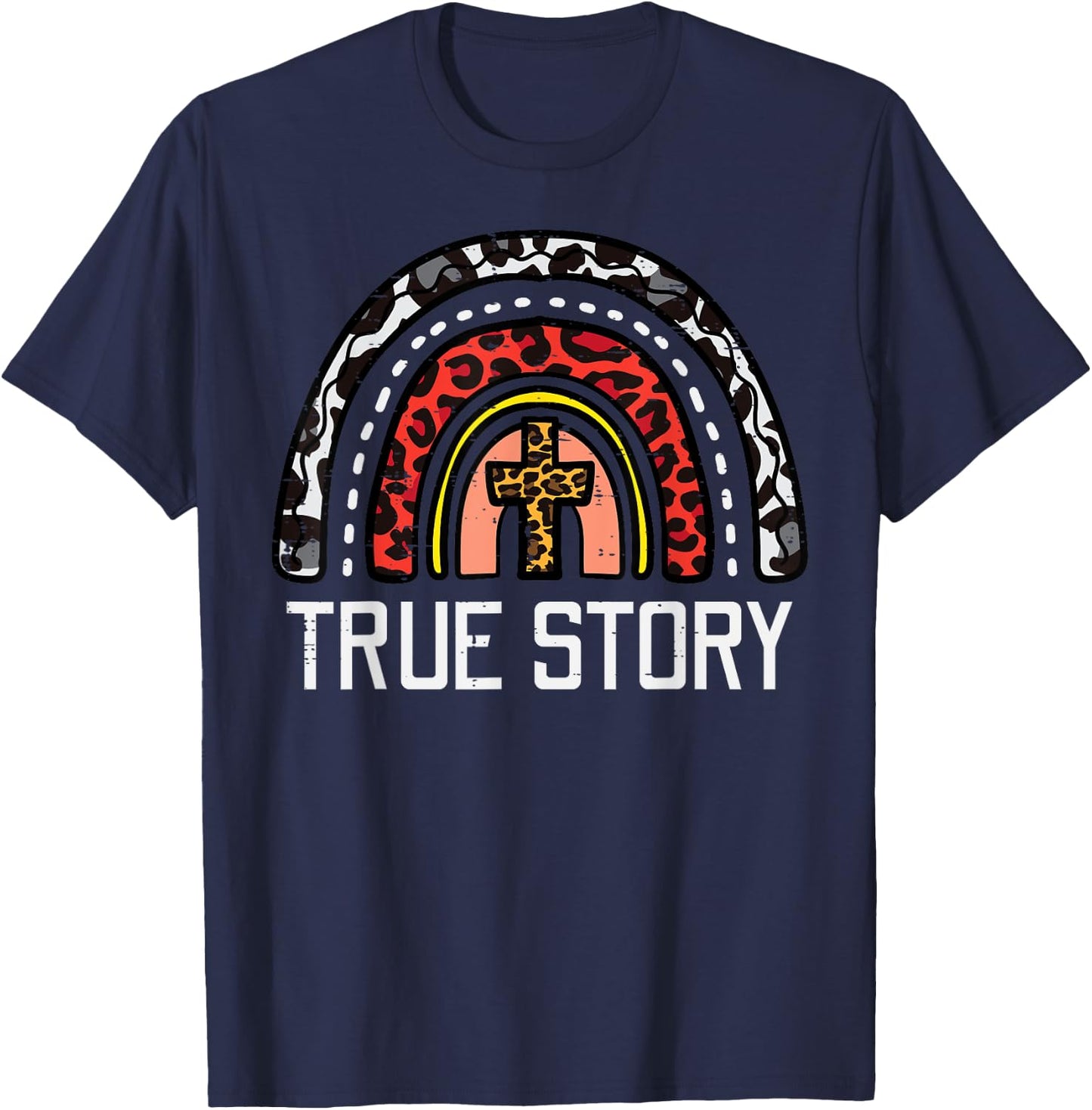 True Easter Story Rainbow Religious Christian Women Girls T-Shirt - T-Shirt | Navy