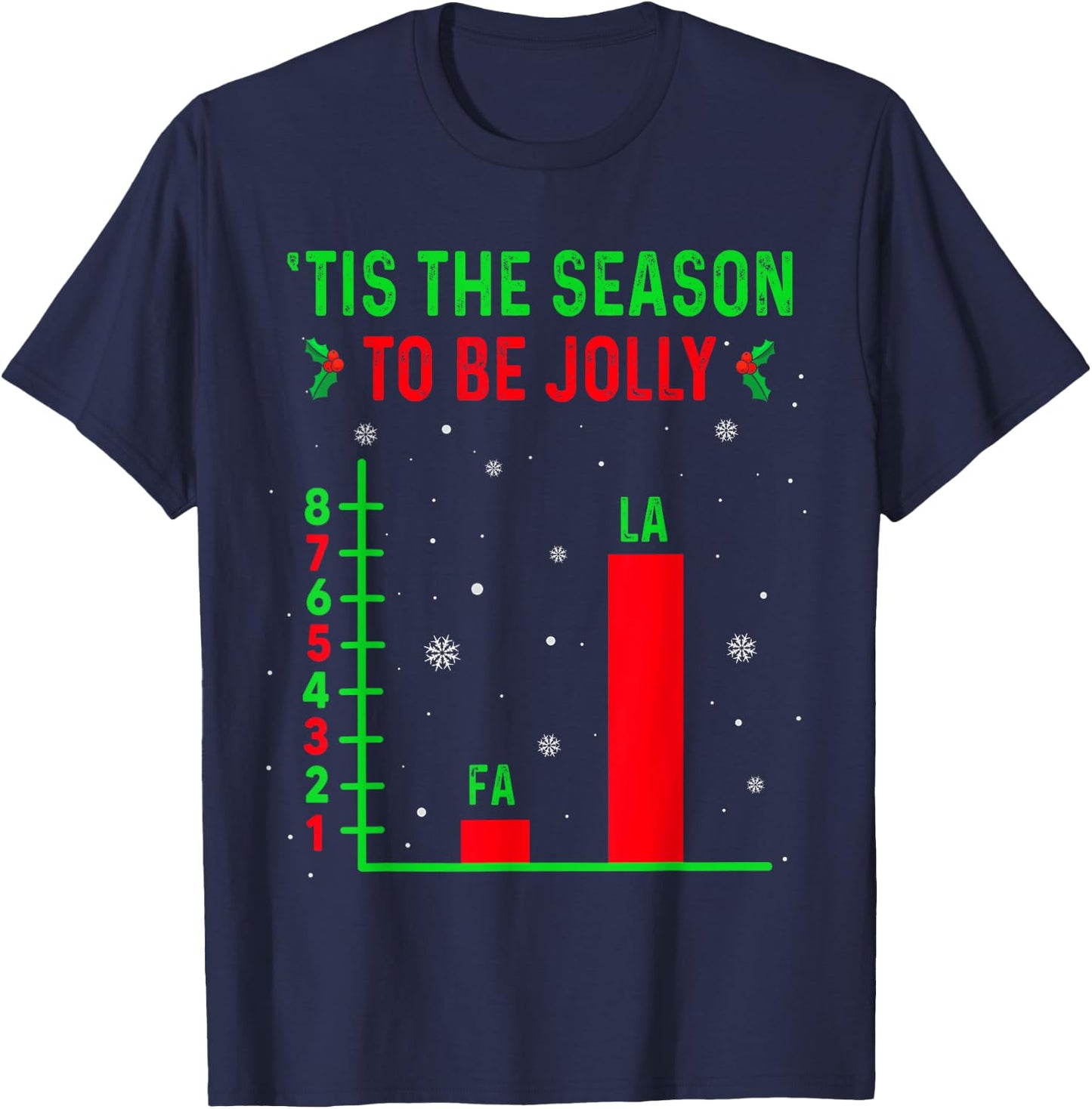 Fa La 8 Funny Math Pun, Math Teacher Christmas Ugly Sweater T-Shirt - T-Shirt | Navy