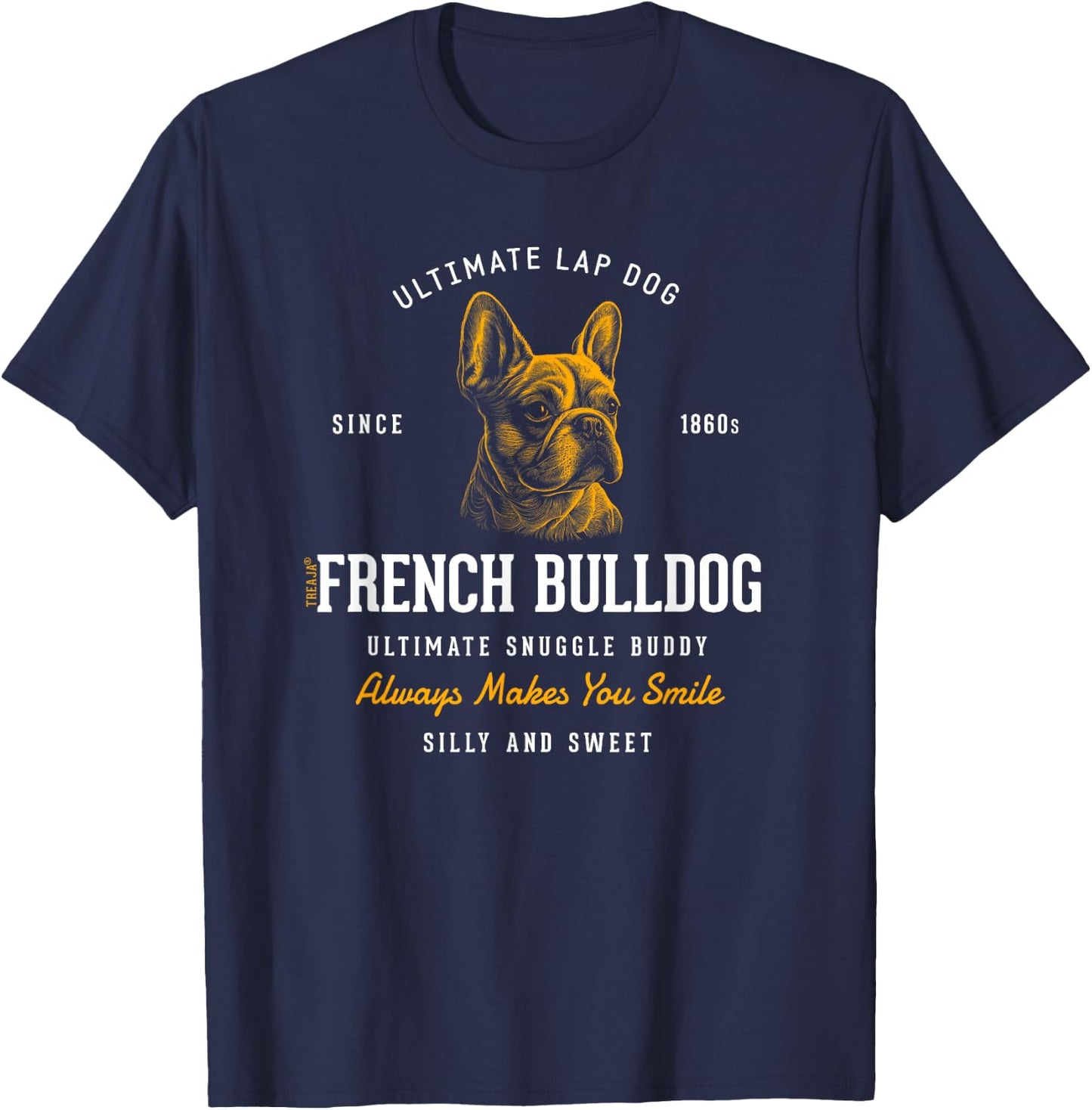 Vintage Styled Retro French Bulldog T-Shirt - T-Shirt | Navy