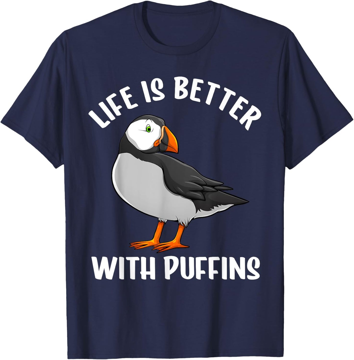 Funny Puffin Bird Design Women Auks Seabird Lovers T-Shirt - T-Shirt | Navy