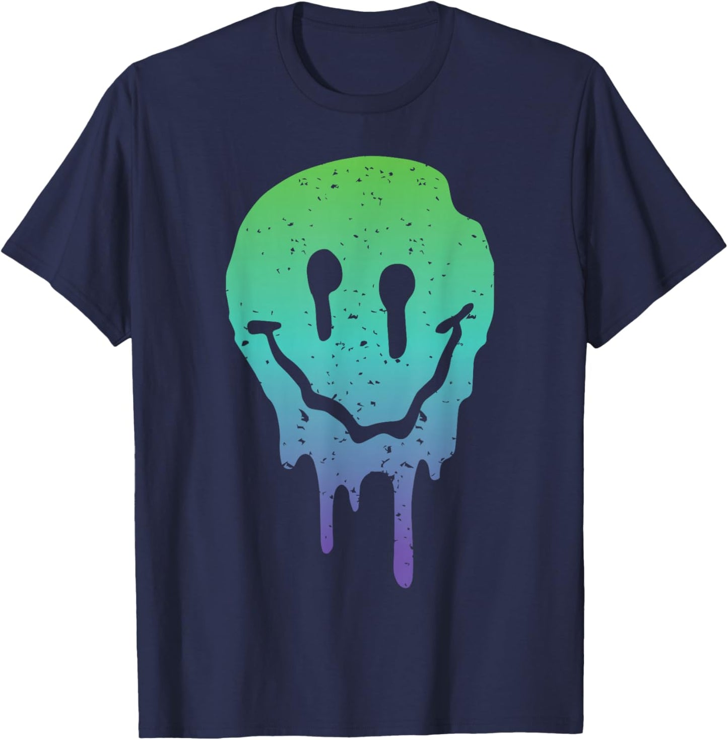 Synthwave Aesthetic Techno Music Rave Acid Face Raver T-Shirt - T-Shirt | Navy