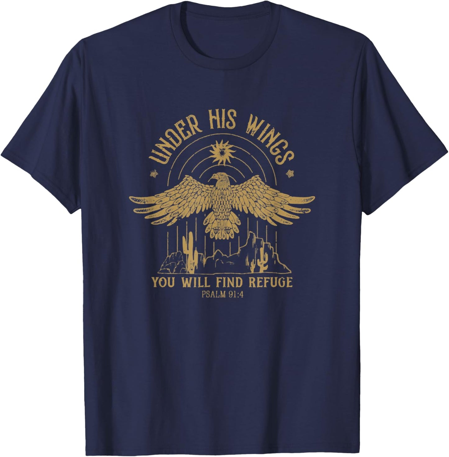Vintage western christian Trendy Christian graphic T-Shirt - T-Shirt | Navy