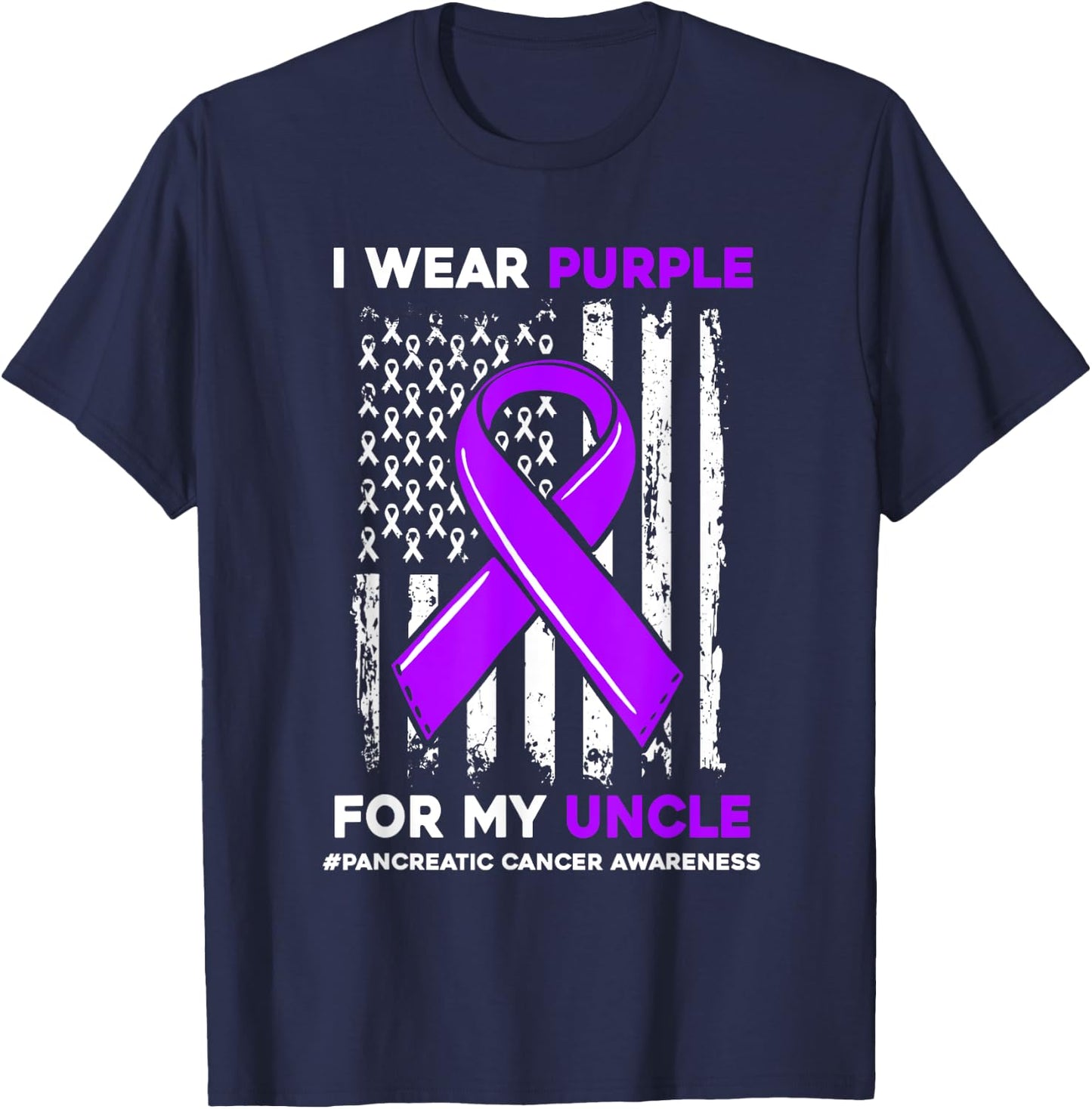 I Wear Purple For My Uncle Pancreatic Cancer Awareness T-Shirt - T-Shirt | Navy