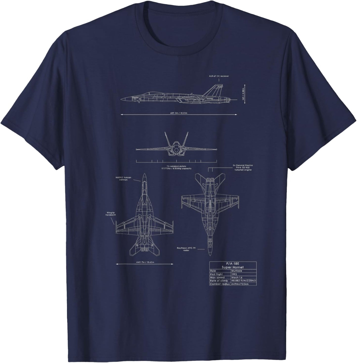 F-18 F/A-18E Super Hornet Jet Airplane T-Shirt - T-Shirt | Navy
