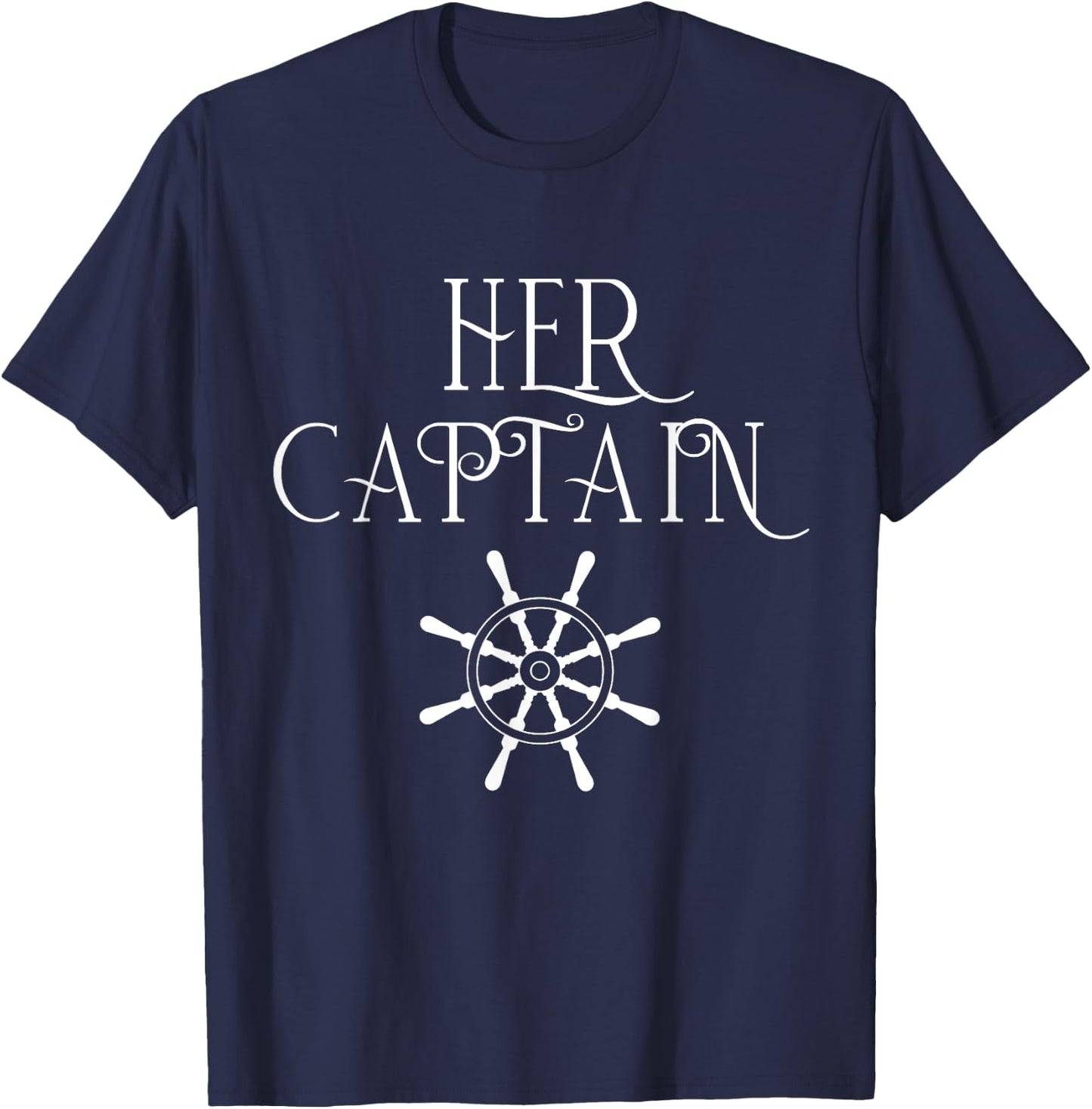 Cruise Her Captain His Anchor Couple Matching Boat lover T-Shirt - T-Shirt | Navy