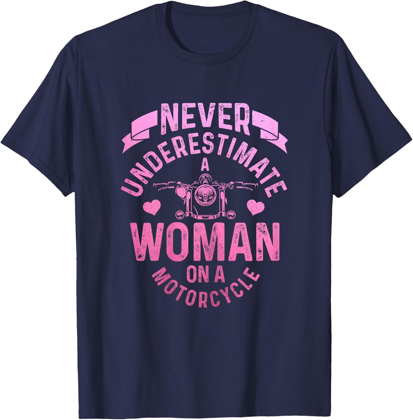 Never Underestimate A Woman Motorcycle Funny Biker Girl T-Shirt - T-Shirt | Navy