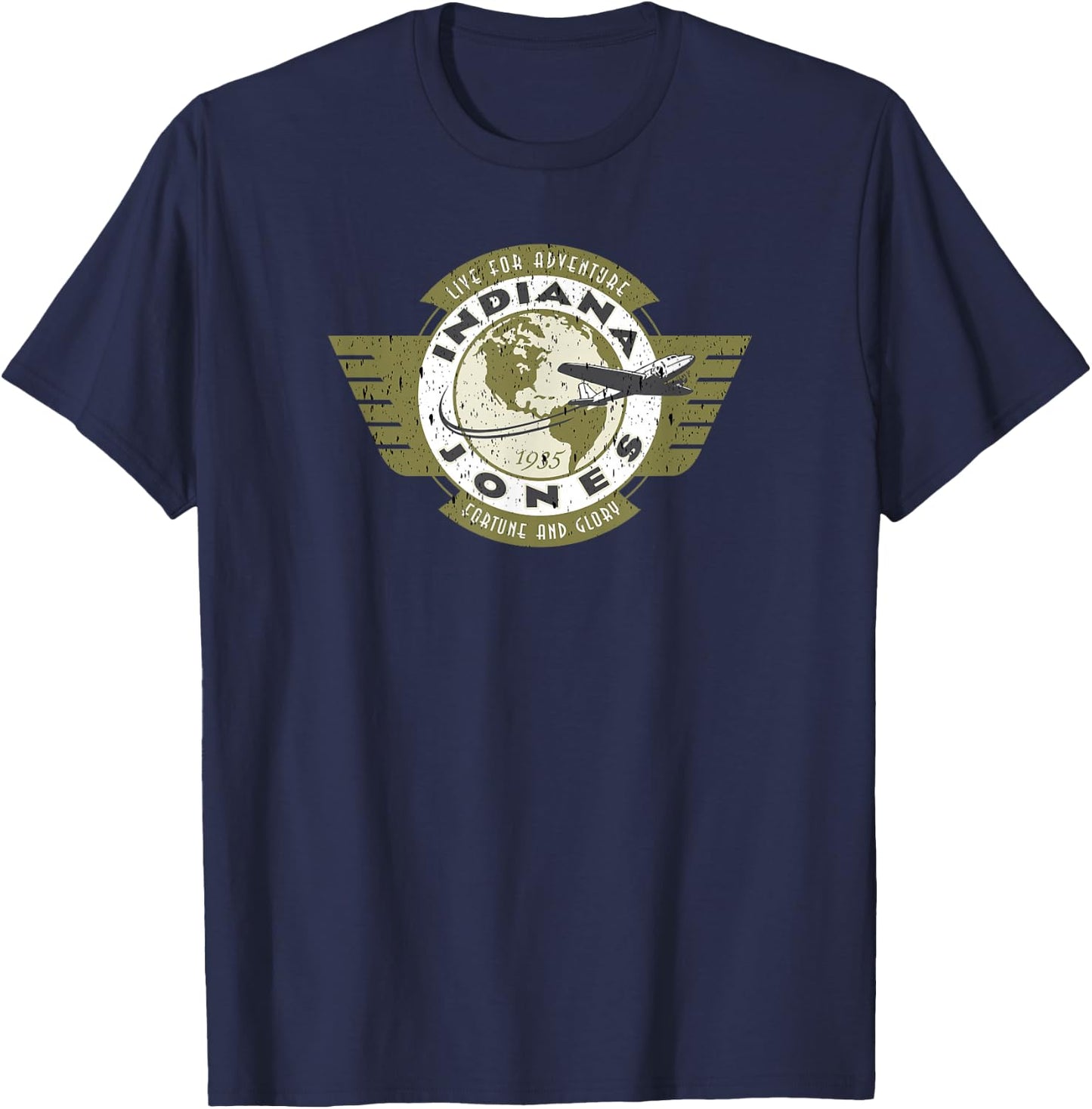 Indiana Jones and The Temple of Doom Vintage Flyer Badge T-Shirt - T-Shirt | Navy