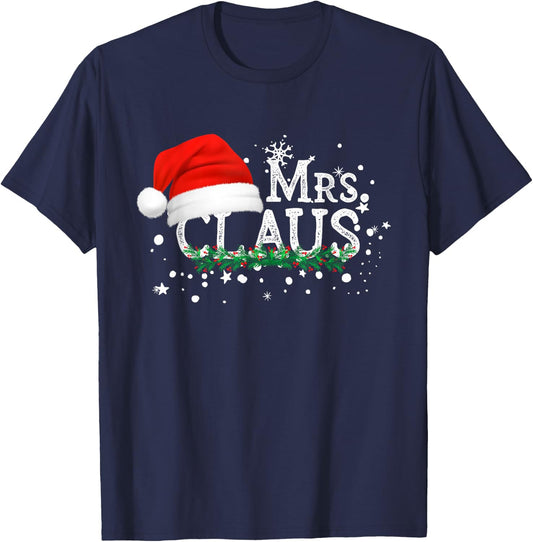 Mrs Claus Christmas Couples Matching Her Xmas Pajama T-Shirt - T-Shirt | Navy