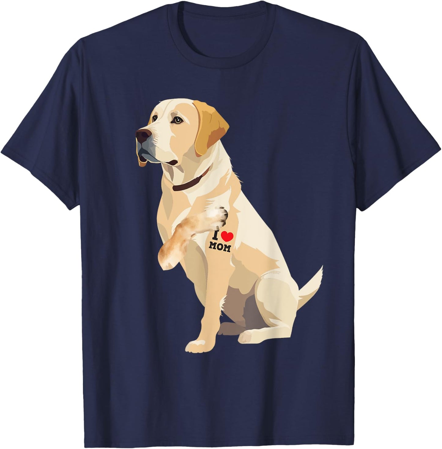 I Love Mom - Tattooed Labrador Dog Owner Animal Pet Trainer Women Girls Kids T-Shirt - T-Shirt | Navy