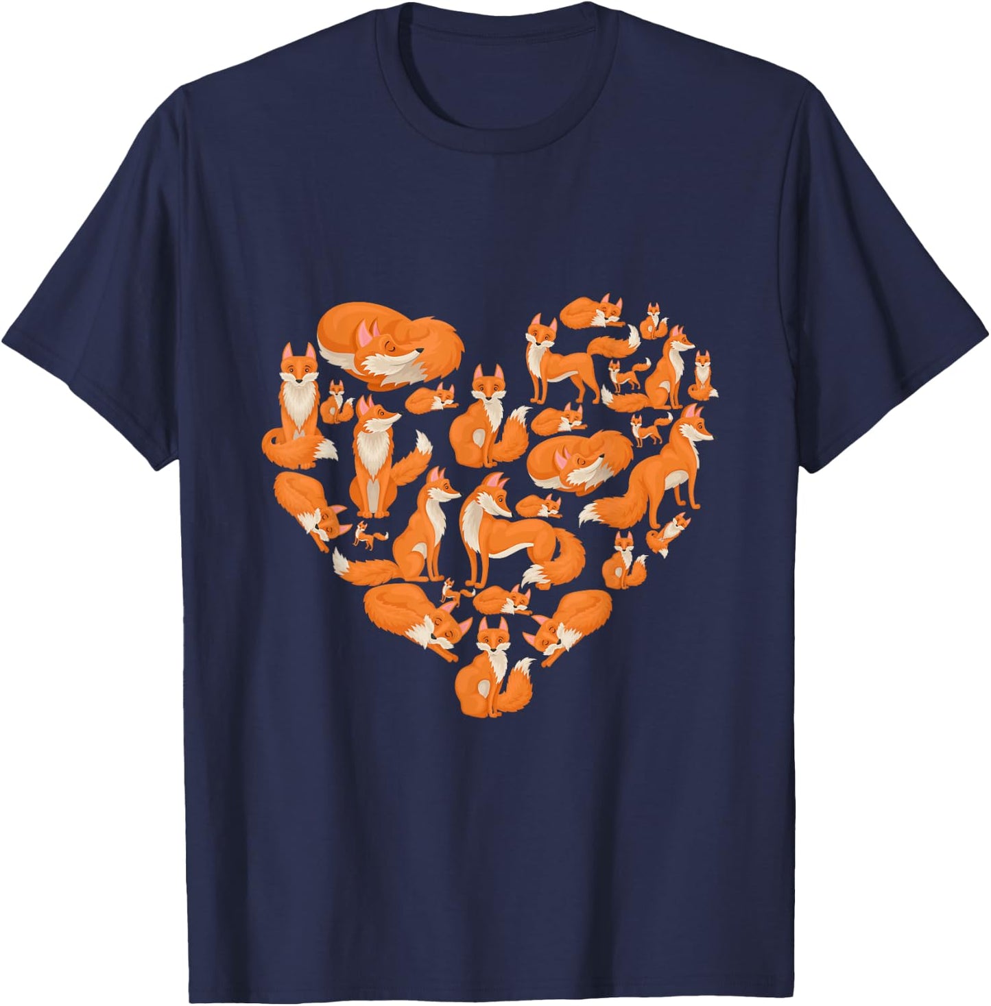 Fox Heart Funny Cute I Love Fox Animal Gifts for Fox Lovers T-Shirt - T-Shirt | Navy