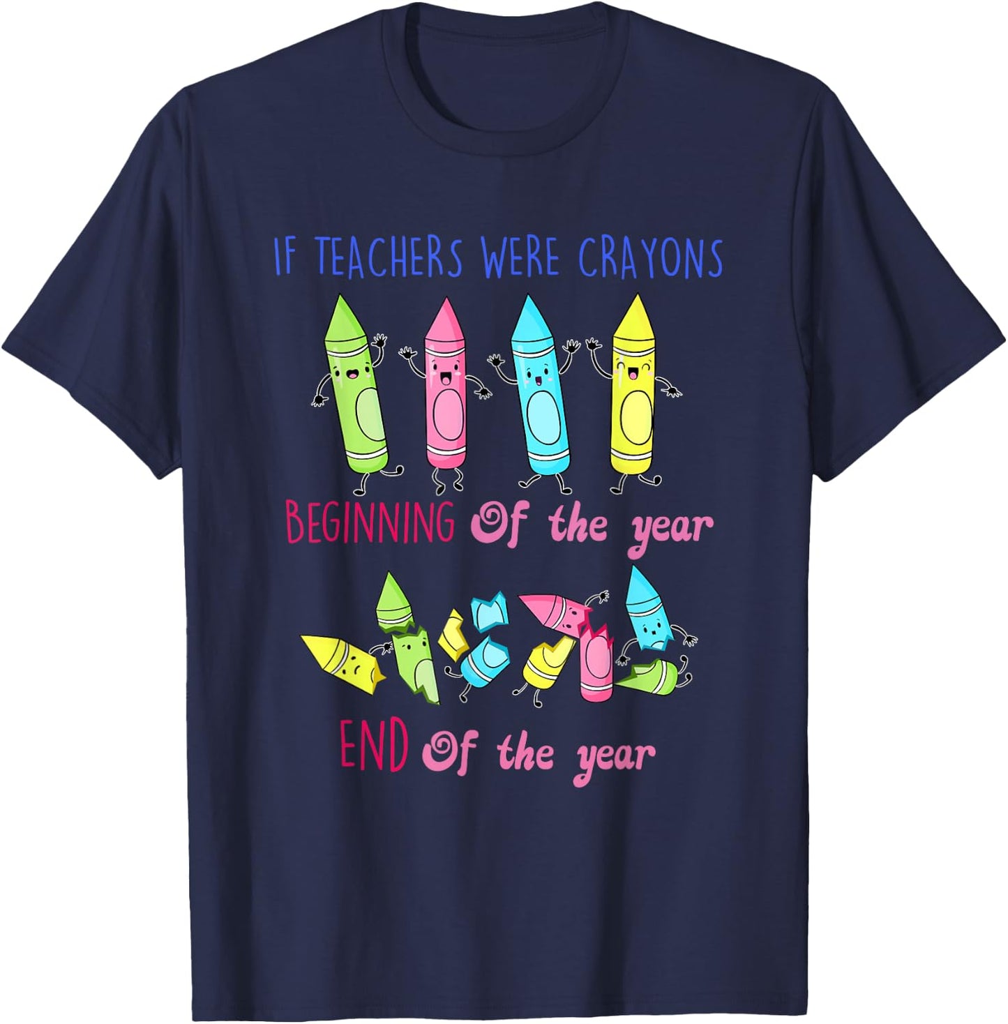 If Teachers Were Crayons Beginning Of The Year End The Year T-Shirt - T-Shirt | Navy