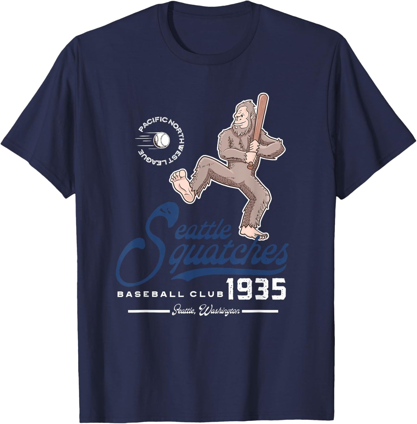 Bigfoot Baseball Seatlle Squatches for Sasquatch Believer T-Shirt - T-Shirt | Navy