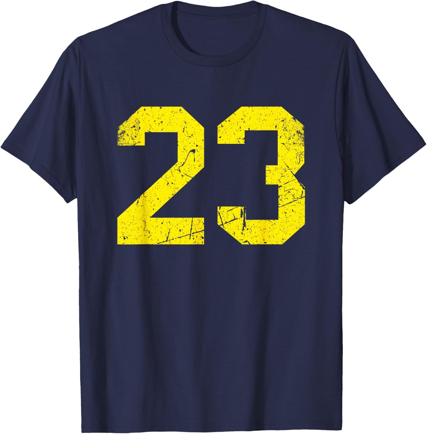 Vintage Yellow Sports Team Number #23 T-Shirt - T-Shirt | Navy