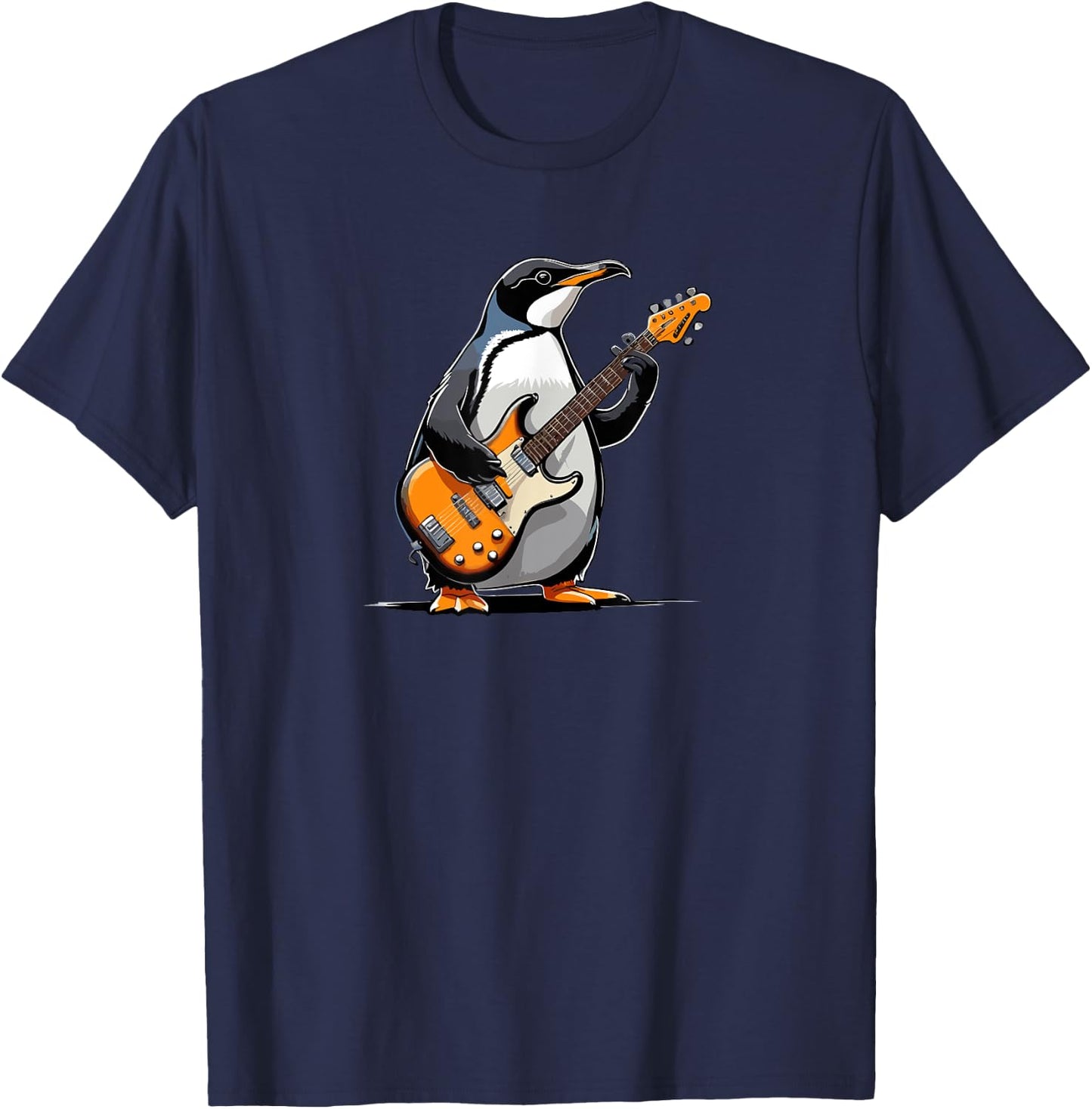 Penguin playing Electric Guitar, Penguin Guitarist T-Shirt - T-Shirt | Navy