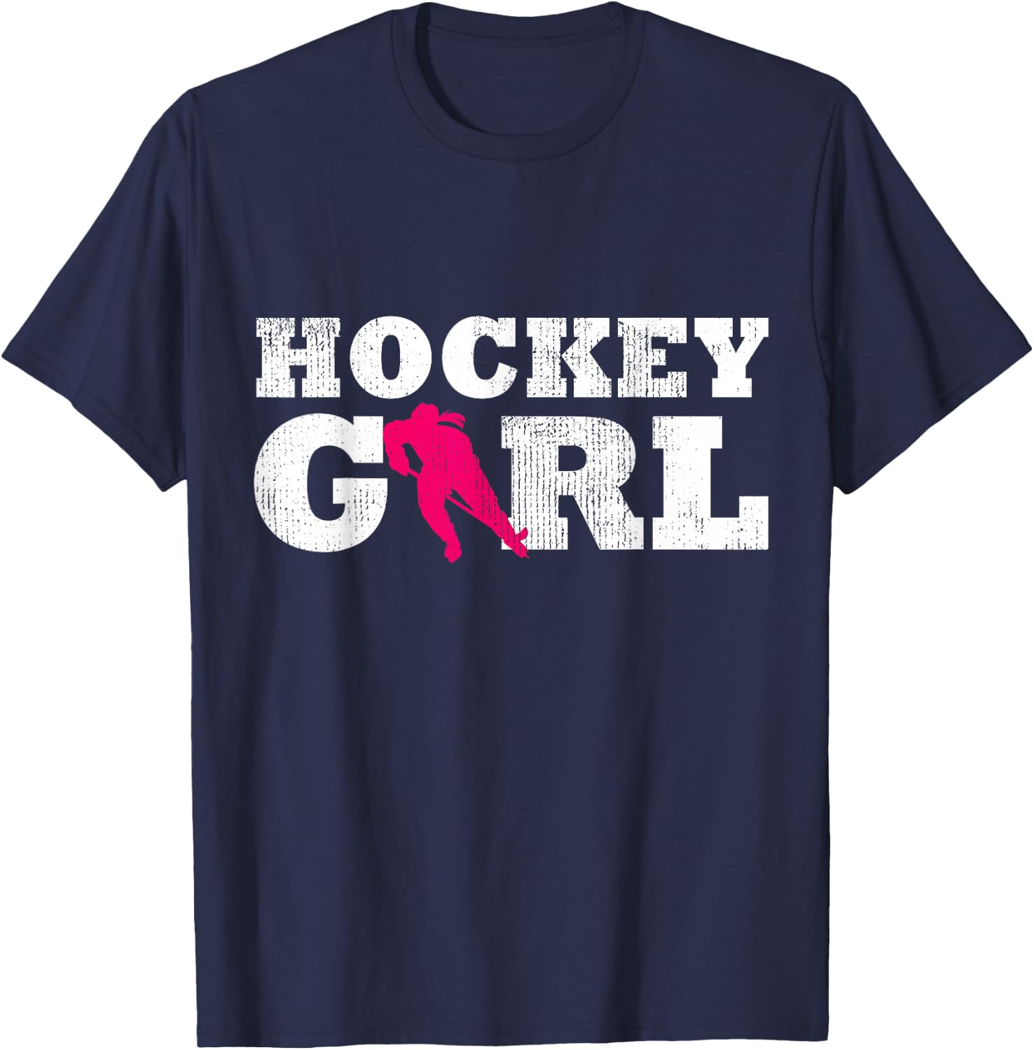 Hockey Girl Player Silhouette Sport Gift T-Shirt - T-Shirt | Navy