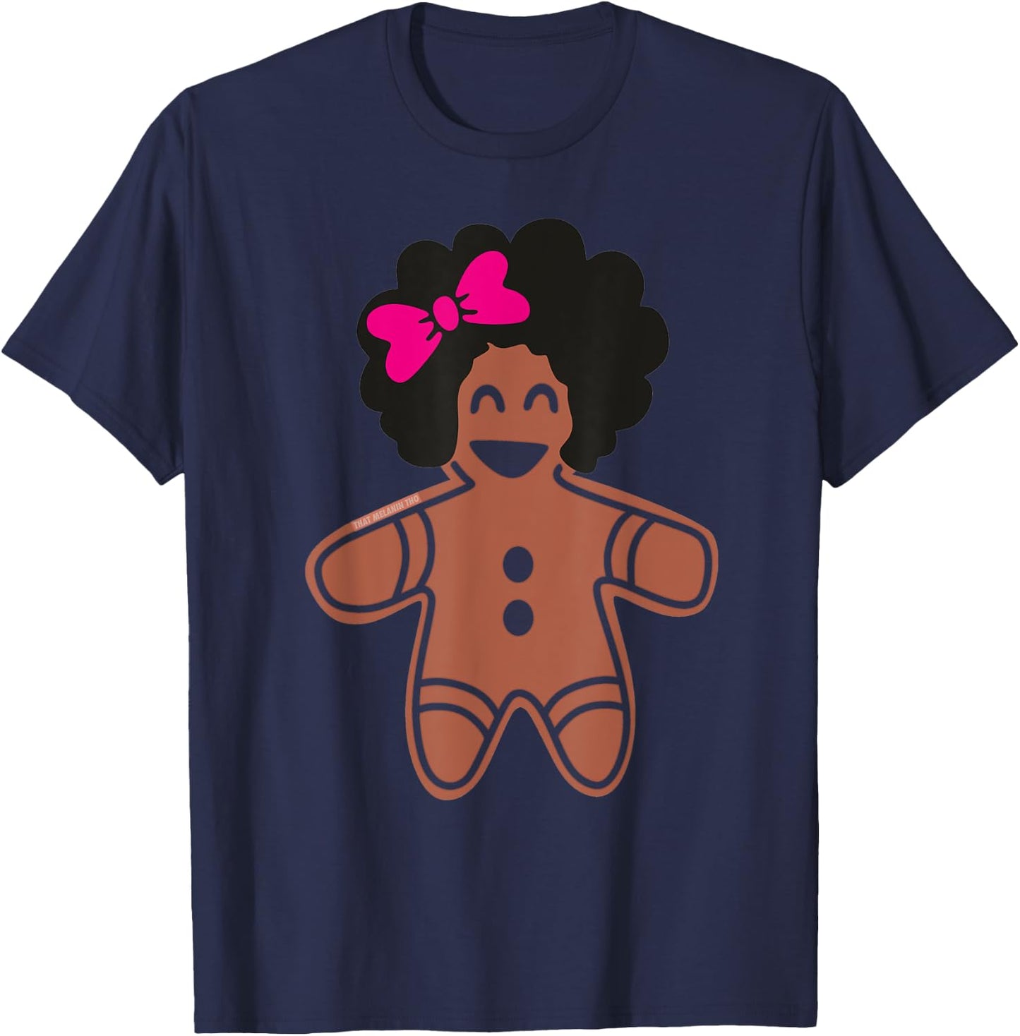 Cute Gingerbread Girl With Afro African American Gingerbread T-Shirt - T-Shirt | Navy