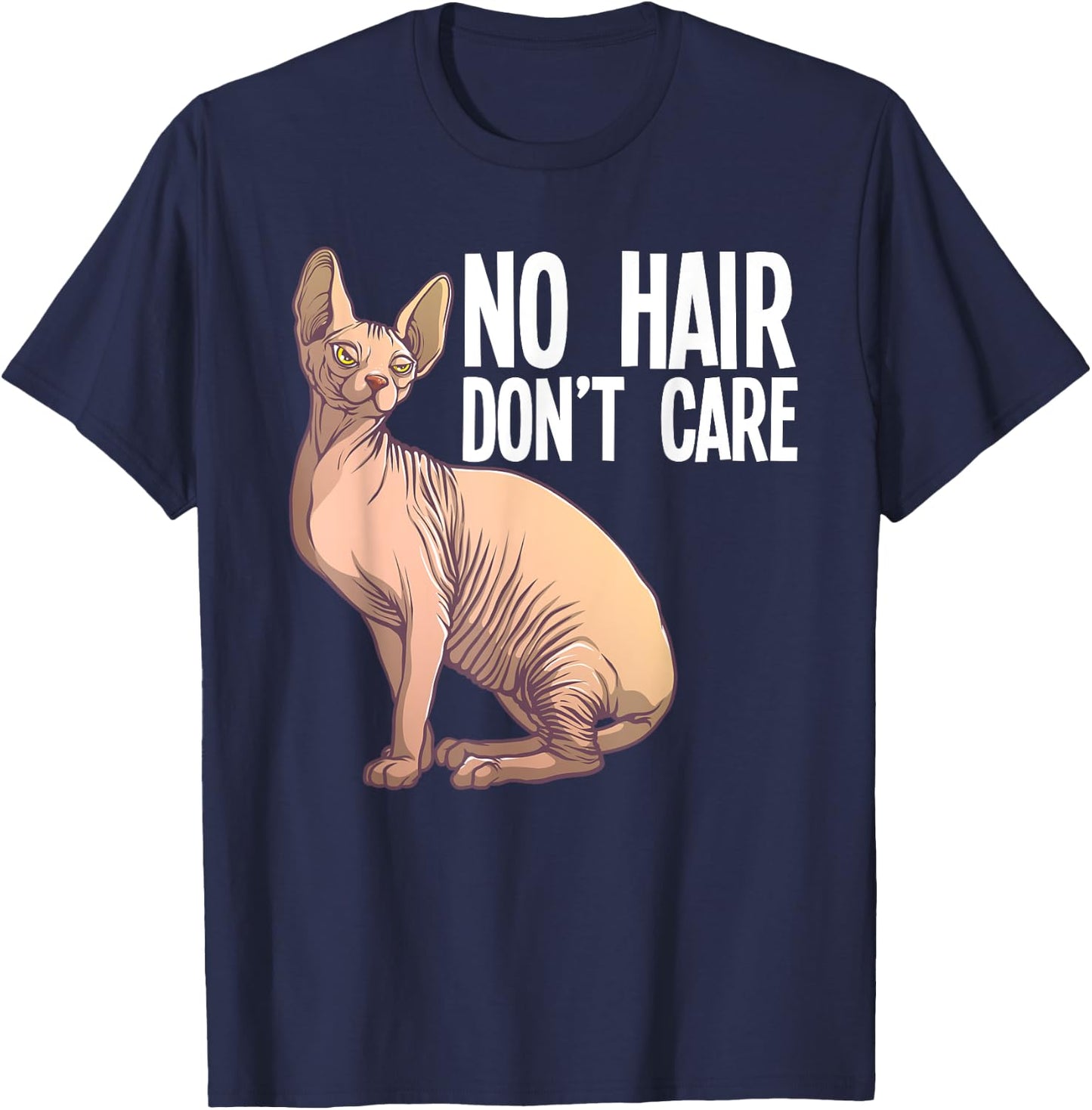 Funny Sphynx Cat Art Women Hairless Cat Lover Pet T-Shirt - T-Shirt | Navy