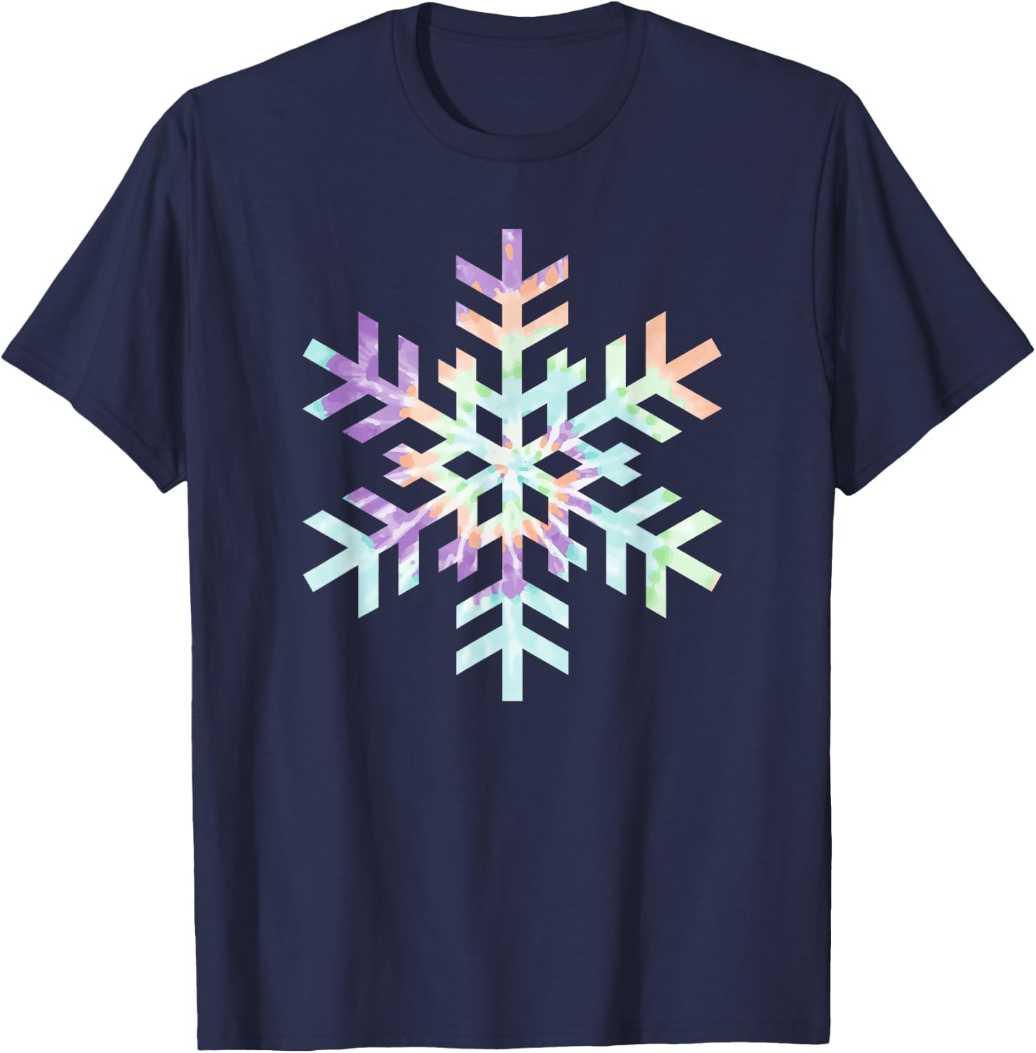 Tie Dye Snowflake Winter Christmas T-Shirt - T-Shirt | Navy