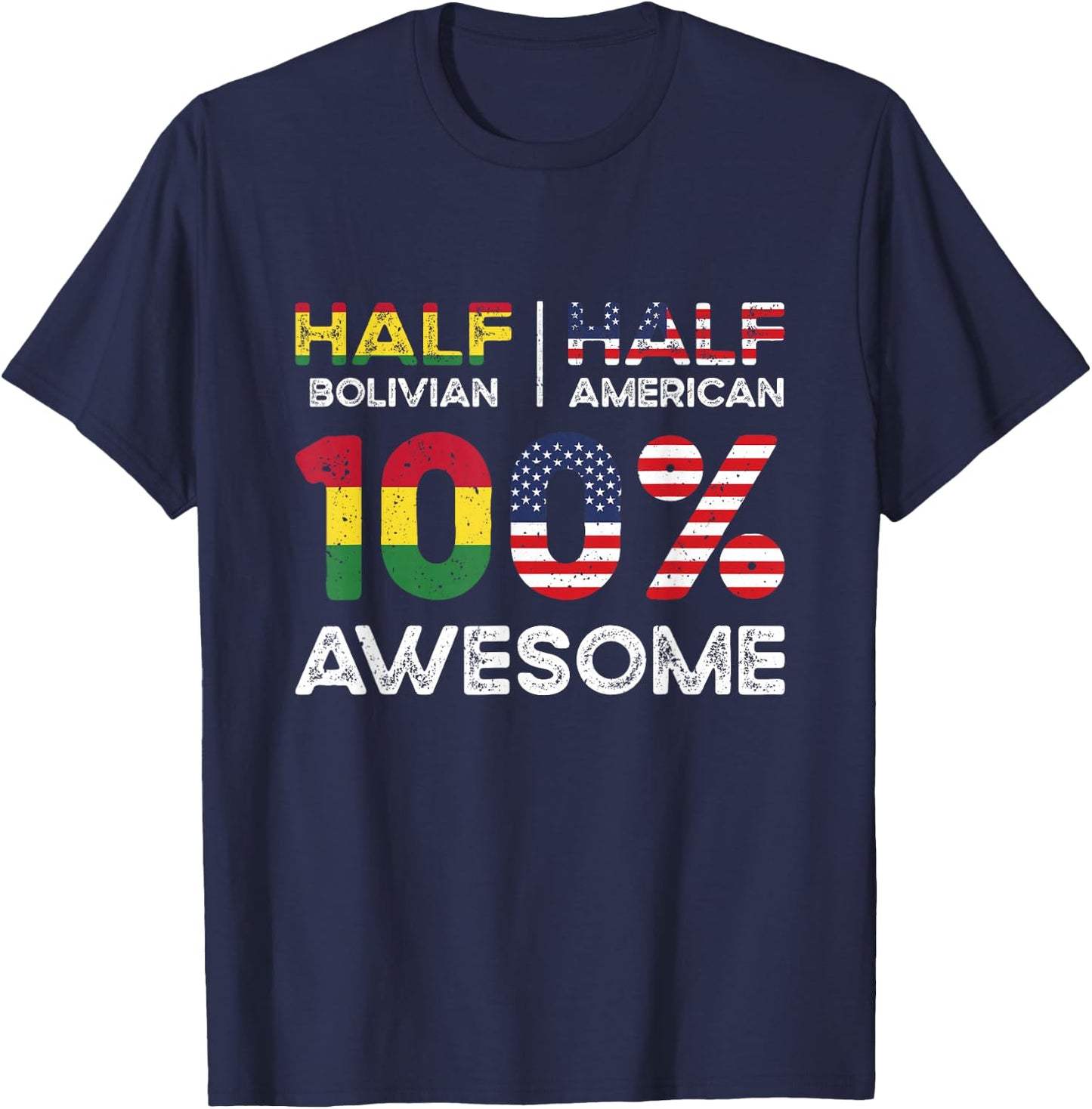 Bolivian American Patriot Grown Bolivia US Flag Dual T-Shirt - T-Shirt | Navy
