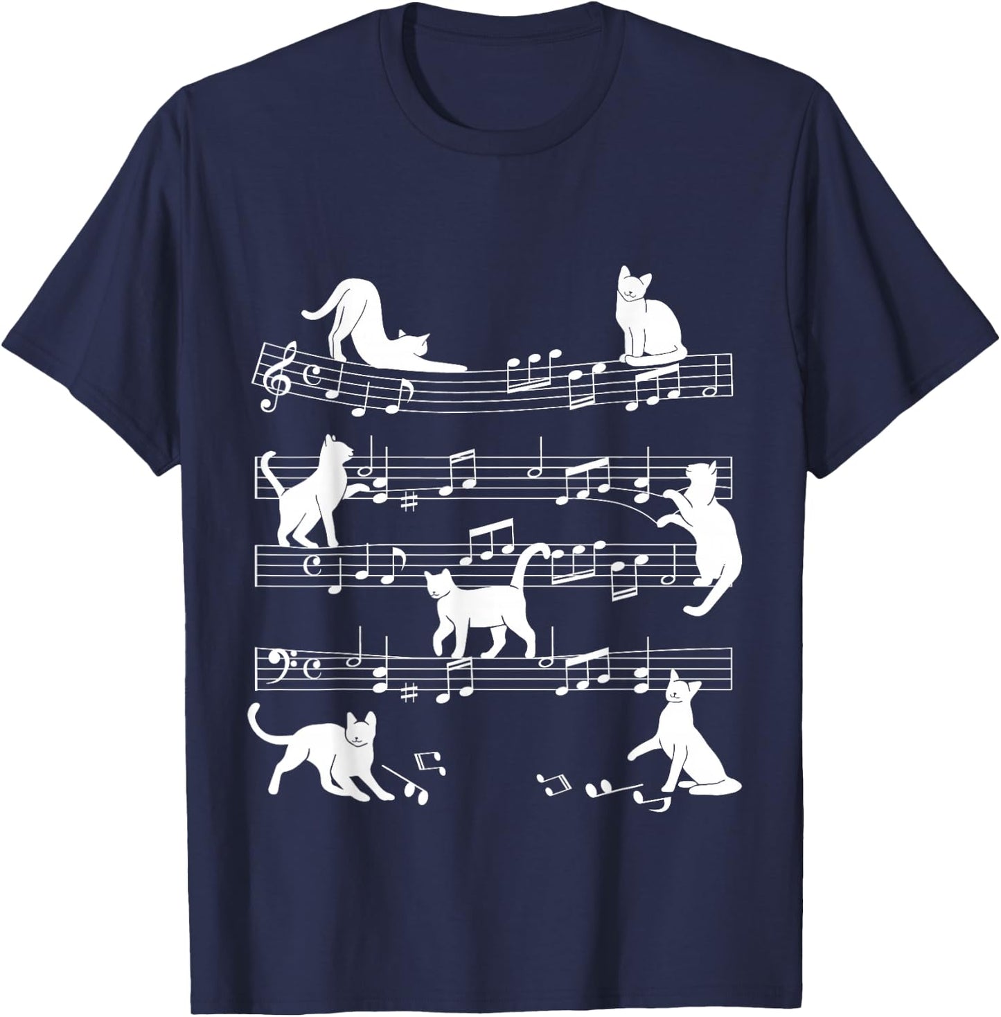 Cat Music Pet Cat Design Women Girls Kids T-Shirt - T-Shirt | Navy